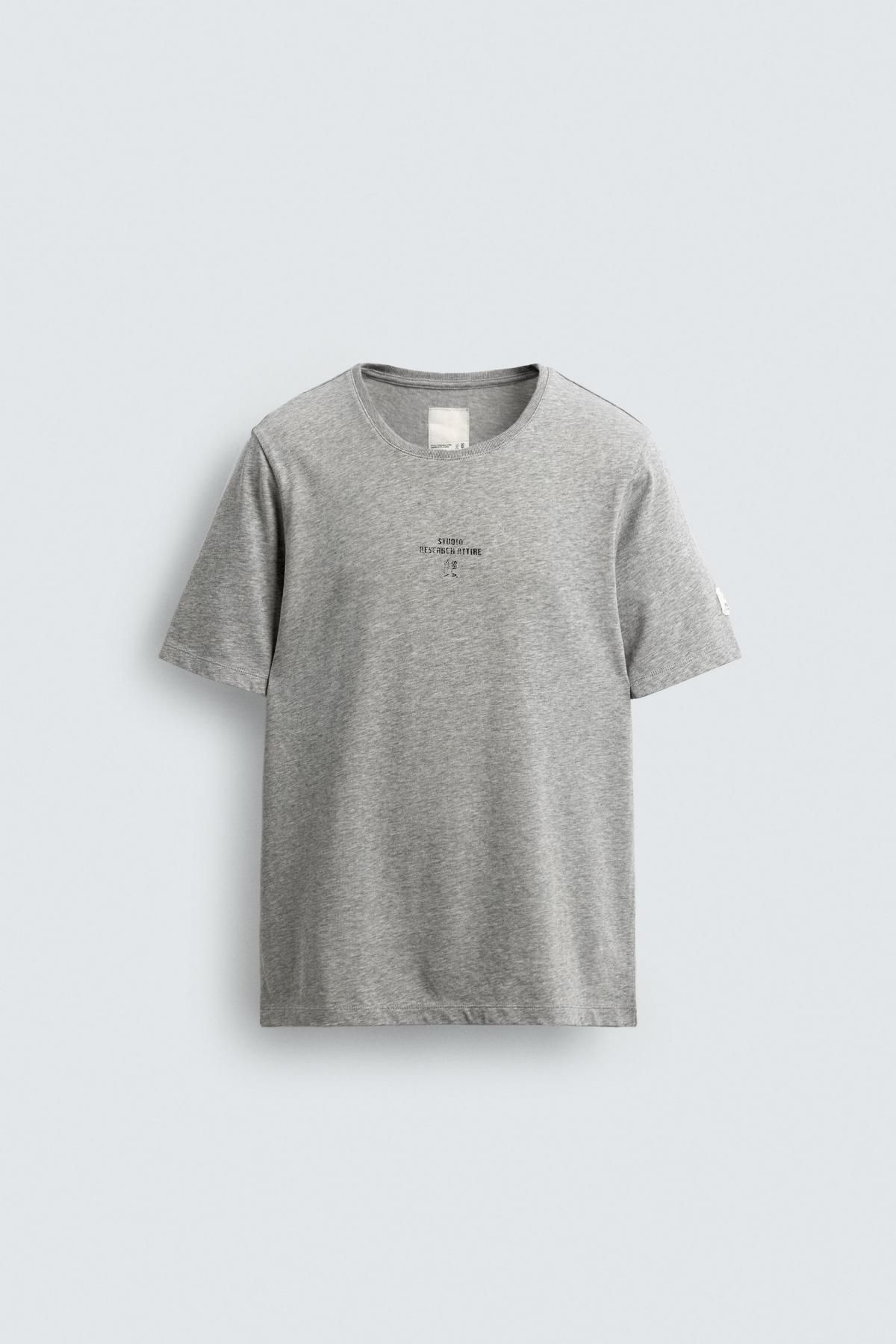 자라 슬림핏 라운드넥 반팔 티셔츠 0722/327 GREY MARL - 메인 이미지