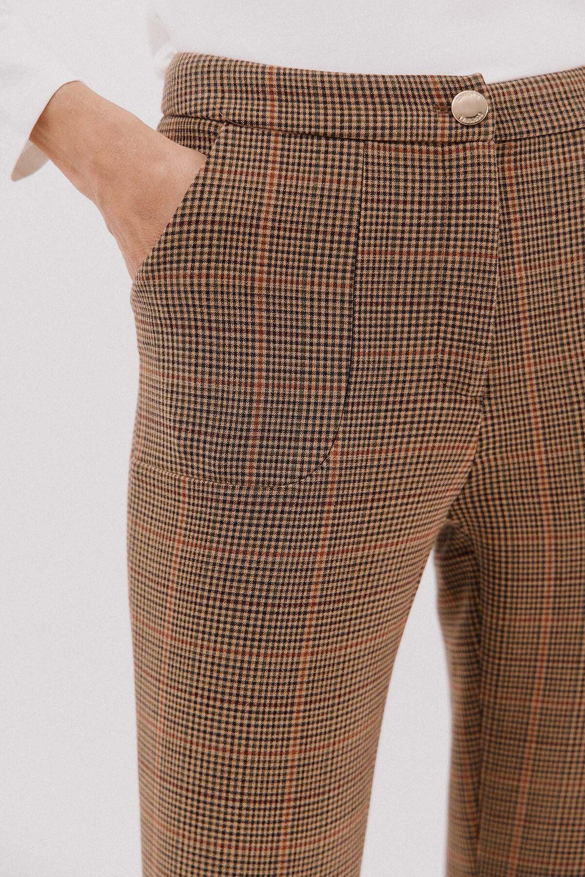 꼬르떼피엘 체크 스트레치 컴포트 슬림 팬츠 8722324 ESTAMPADO MARRON - 상세 이미지 3