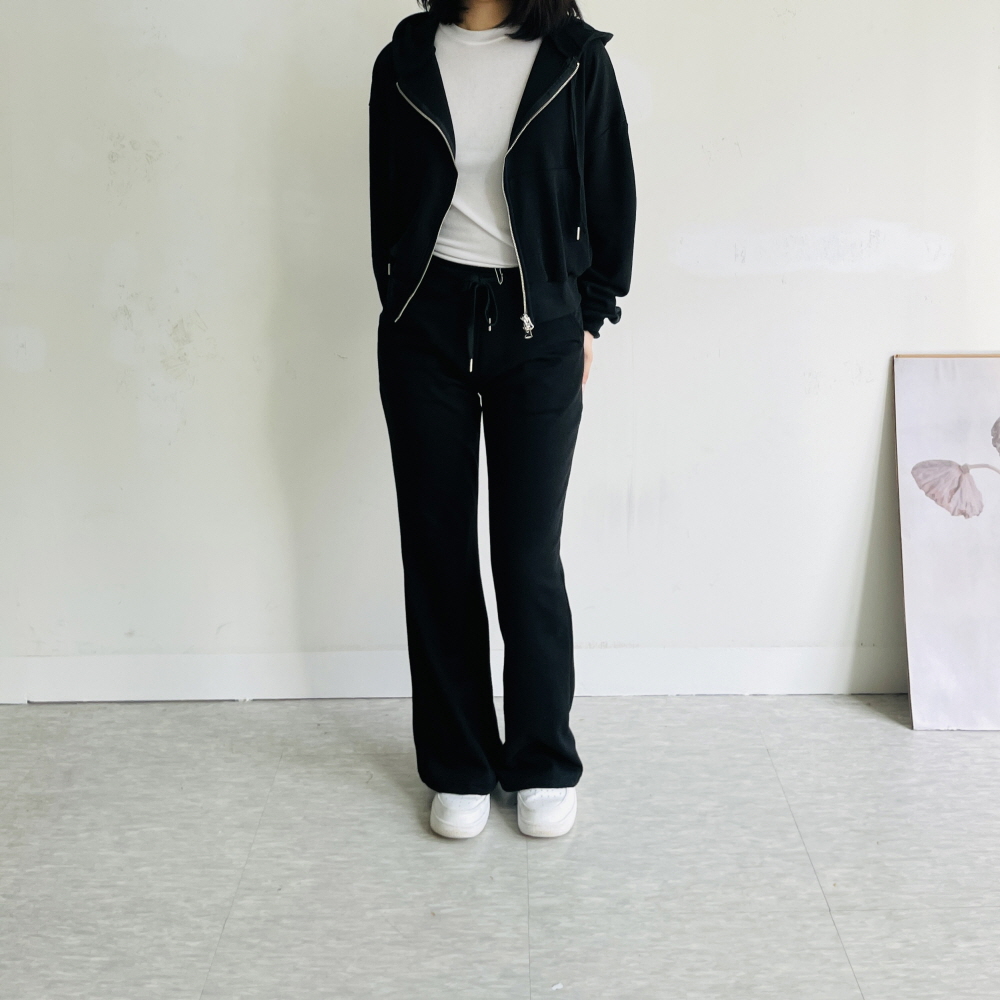 기모 노기모 여성트레이닝세트 크롭 후드집업 부츠컷 셋업 원마일웨어 - 상세 이미지 3