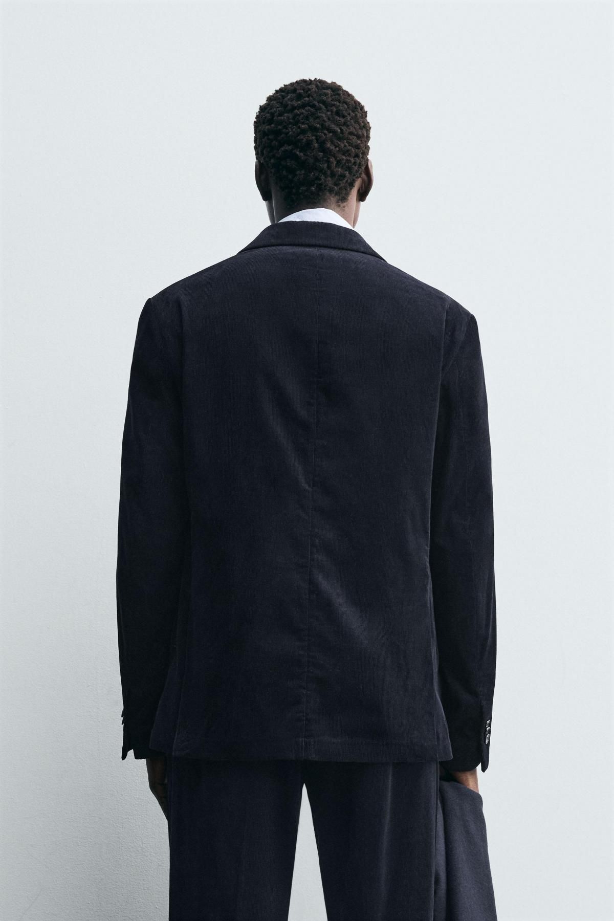 자라 테크니컬 코듀로이 테일러드 재킷 4410/320 NAVY BLUE - 상세 이미지 4