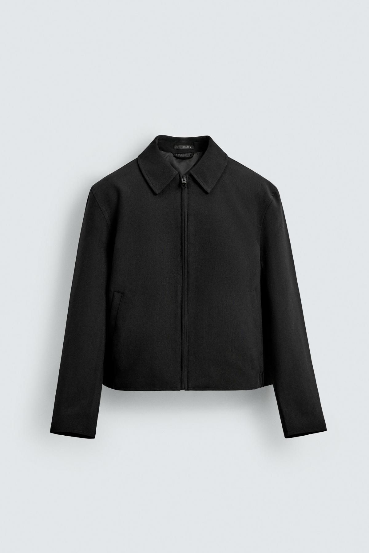 자라 미니멀 크롭핏 울혼방 테크니컬 집업 재킷 8281/550 BLACK - 메인 이미지