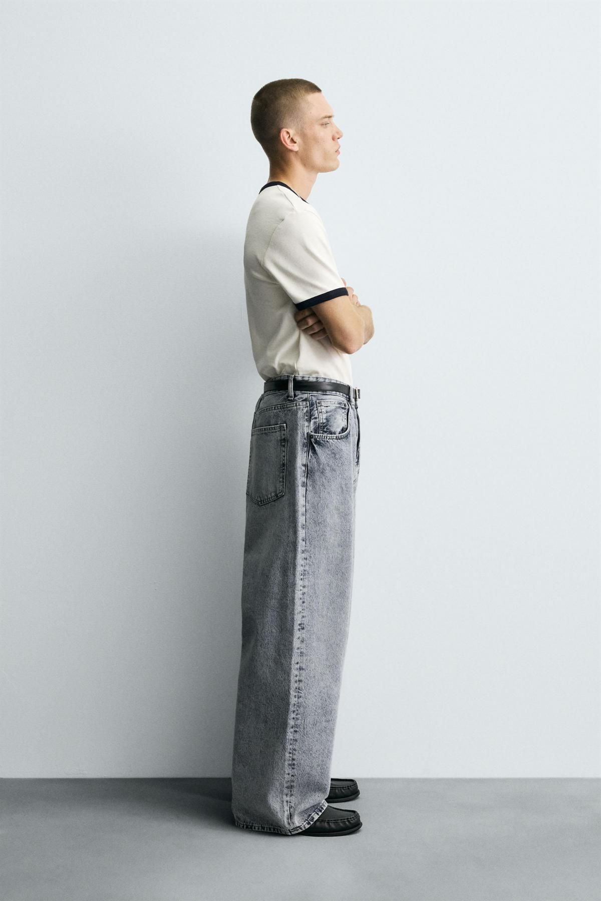 자라 트렌디 와이드 배기핏 데님 청바지 0943/400 GREY / BLUE - 상세 이미지 5