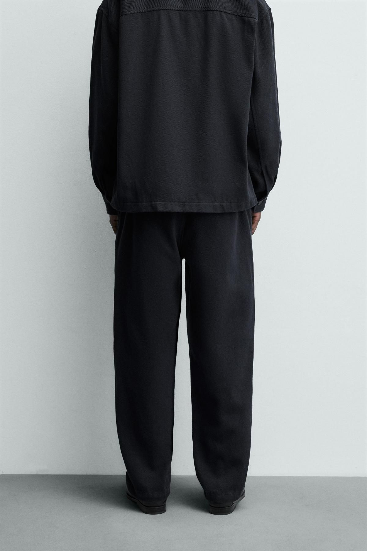 자라 테크니컬 레귤러핏 트윌 슬랙스 팬츠 6973/167 NAVY BLUE - 상세 이미지 3