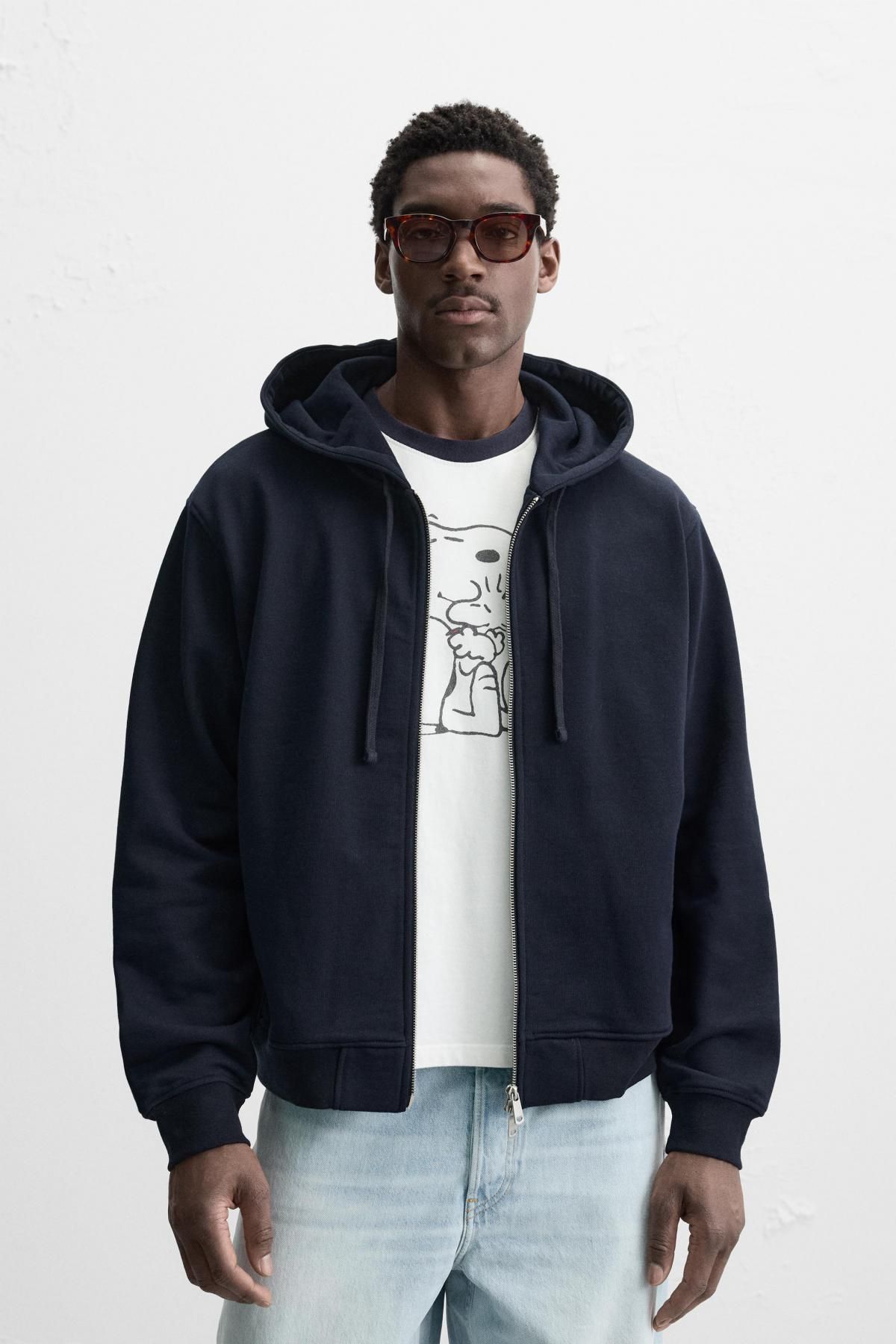 자라 베이직 집업 후디 0761/428 NAVY BLUE - 상세 이미지 3
