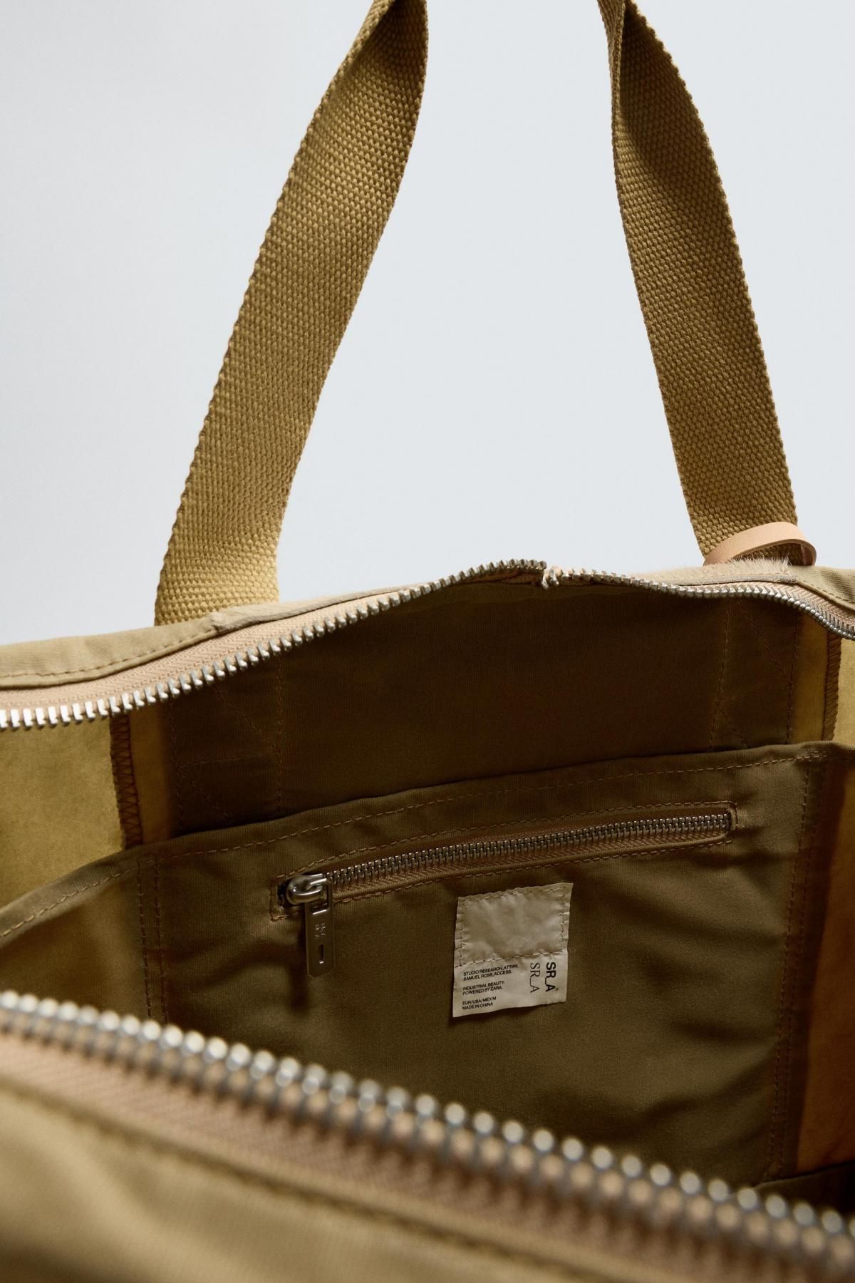 자라 프리미엄 코튼 패브릭 토트백 3358/620 SAND BROWN 이미지 8