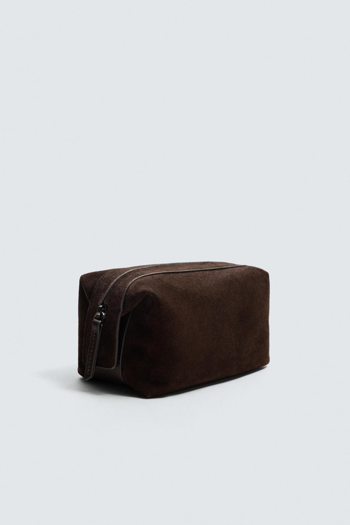 자라 프리미엄 스웨이드 레더 테크니컬 파우치 3704/620 BROWN - 상세 이미지 2
