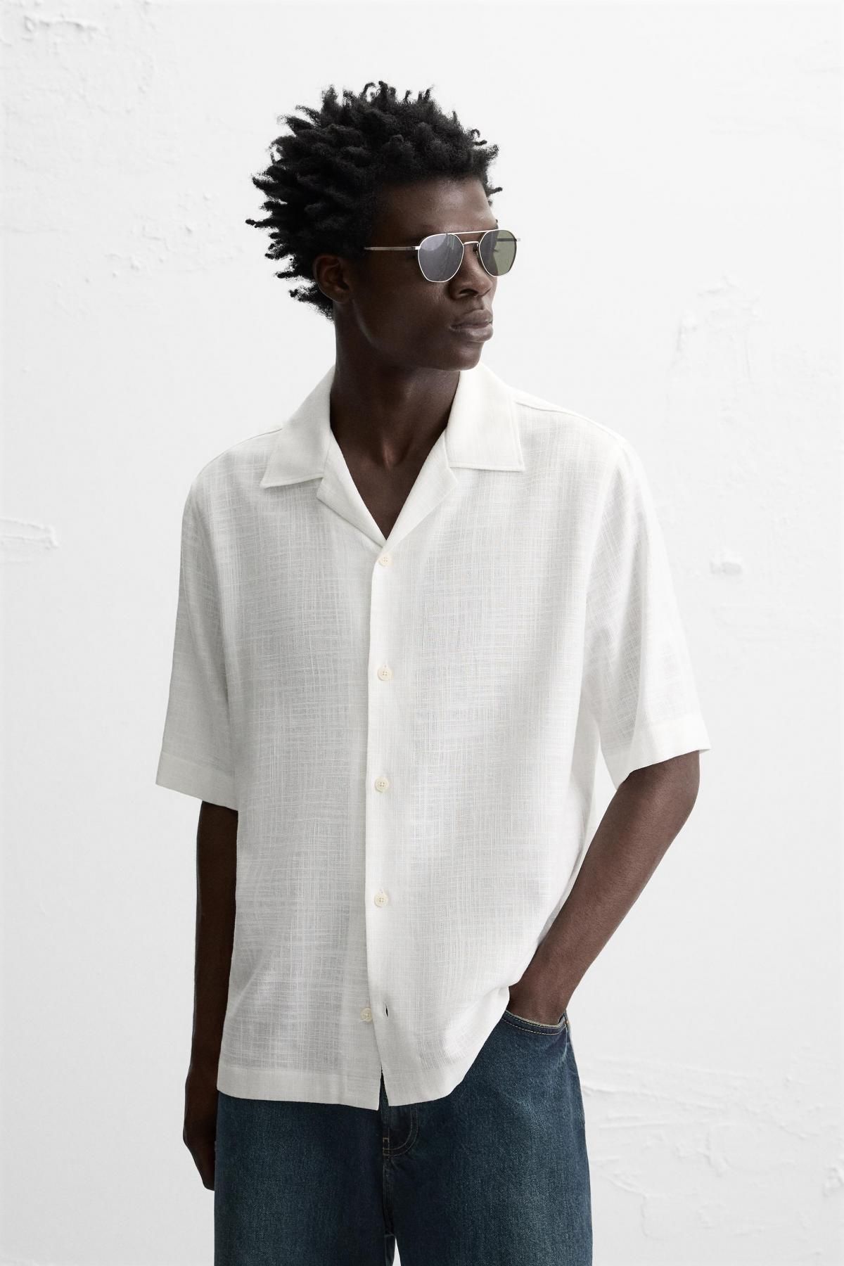 자라 릴랙스핏 반팔 셔츠 4620/300 OYSTER-WHITE - 상세 이미지 3