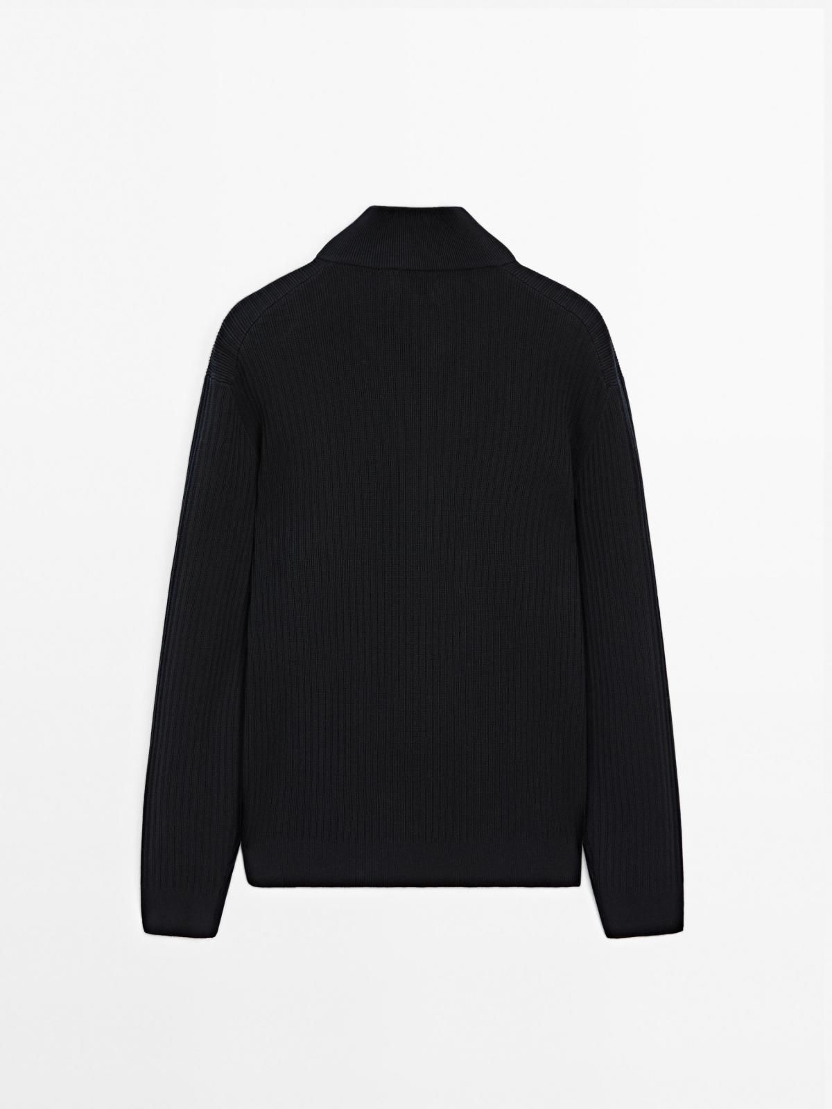마시모두띠 테크니컬 지퍼넥 코튼 니트 스웨터 0946/201 NAVY BLUE 이미지 7