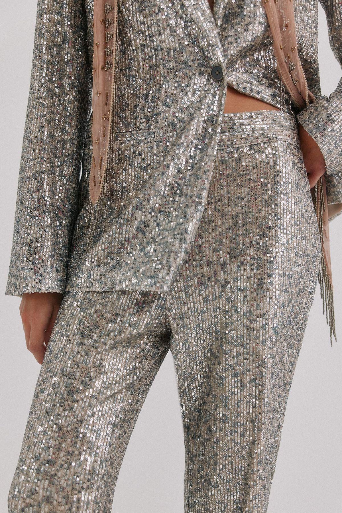 호스 인트로피아 시퀸 글리터 부츠컷 팬츠 6542819 GRIS - 상세 이미지 5