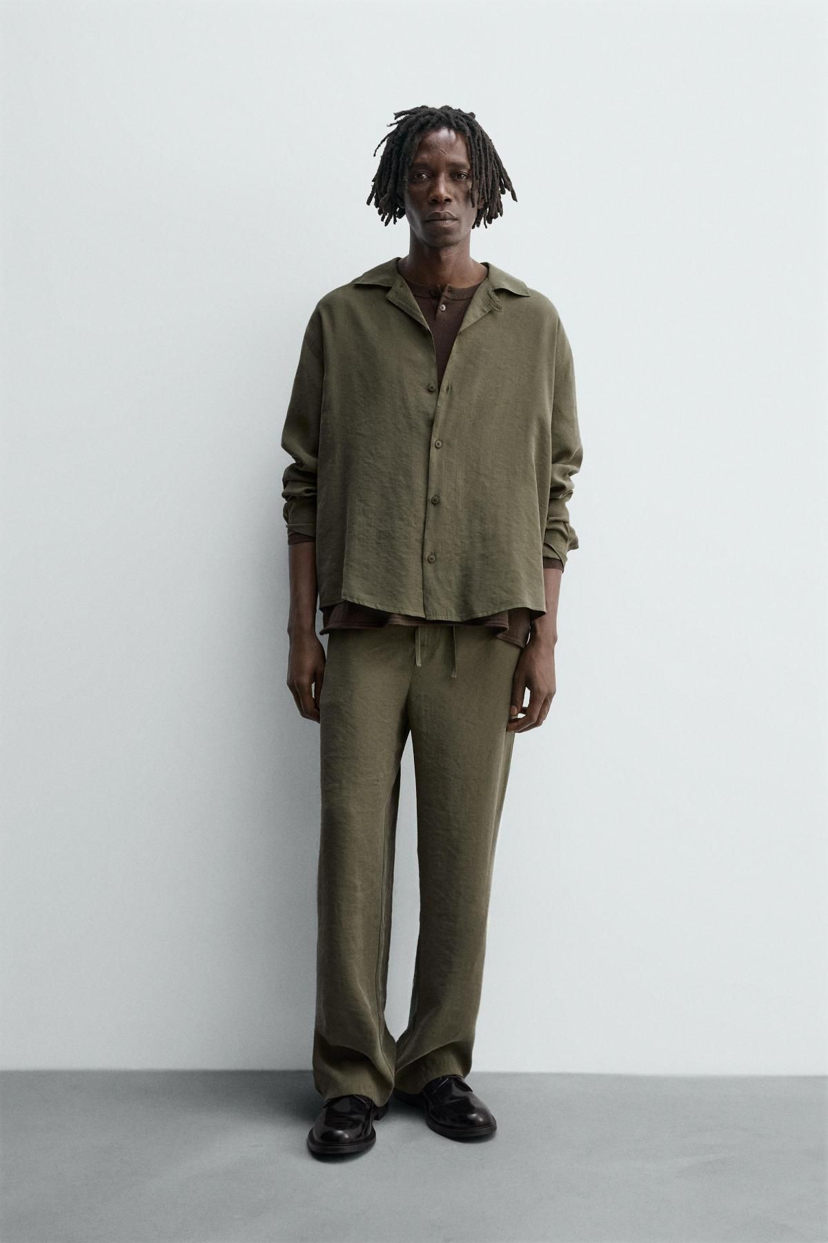 자라 릴렉스핏 모달 블렌드 와이드 팬츠 6726/029 KHAKI - 상세 이미지 2