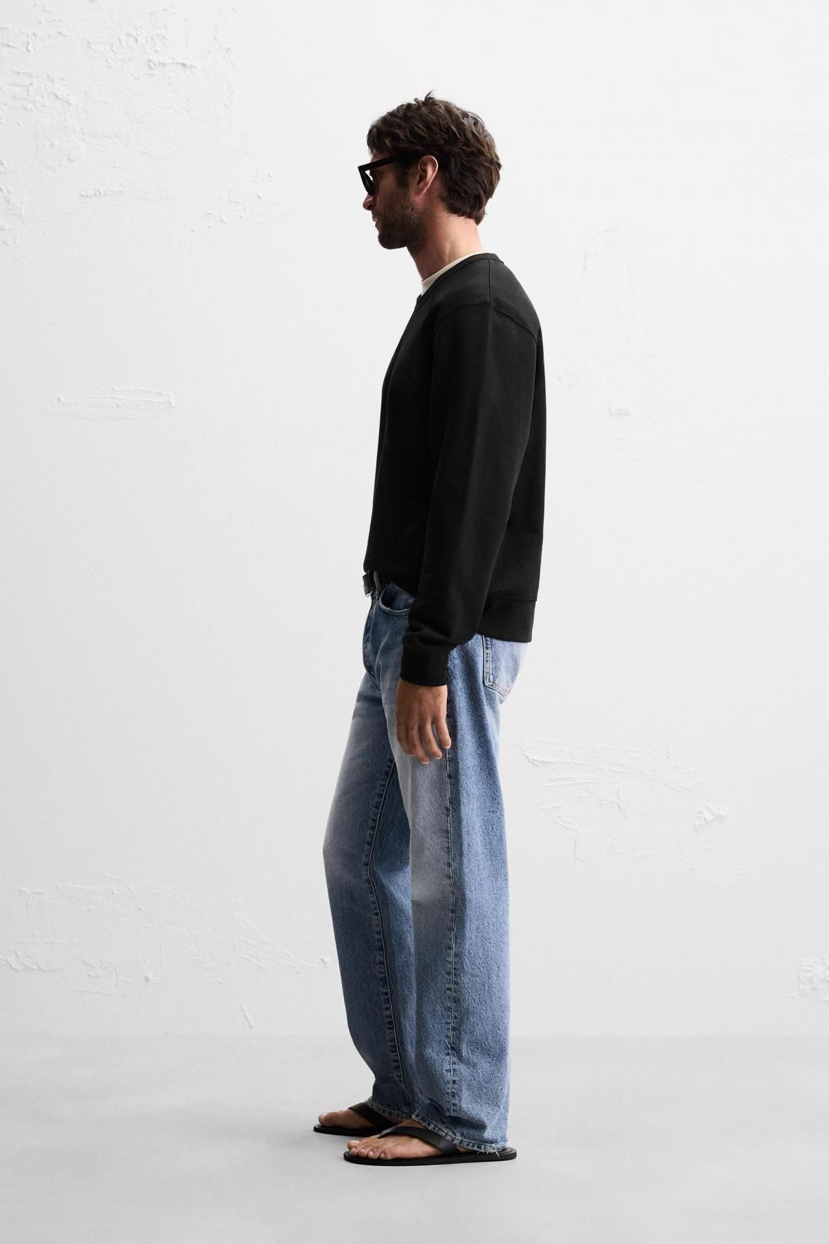 자라 베이직 미니멀 크루넥 스웨트셔츠 3443/360 BLACK - 상세 이미지 5