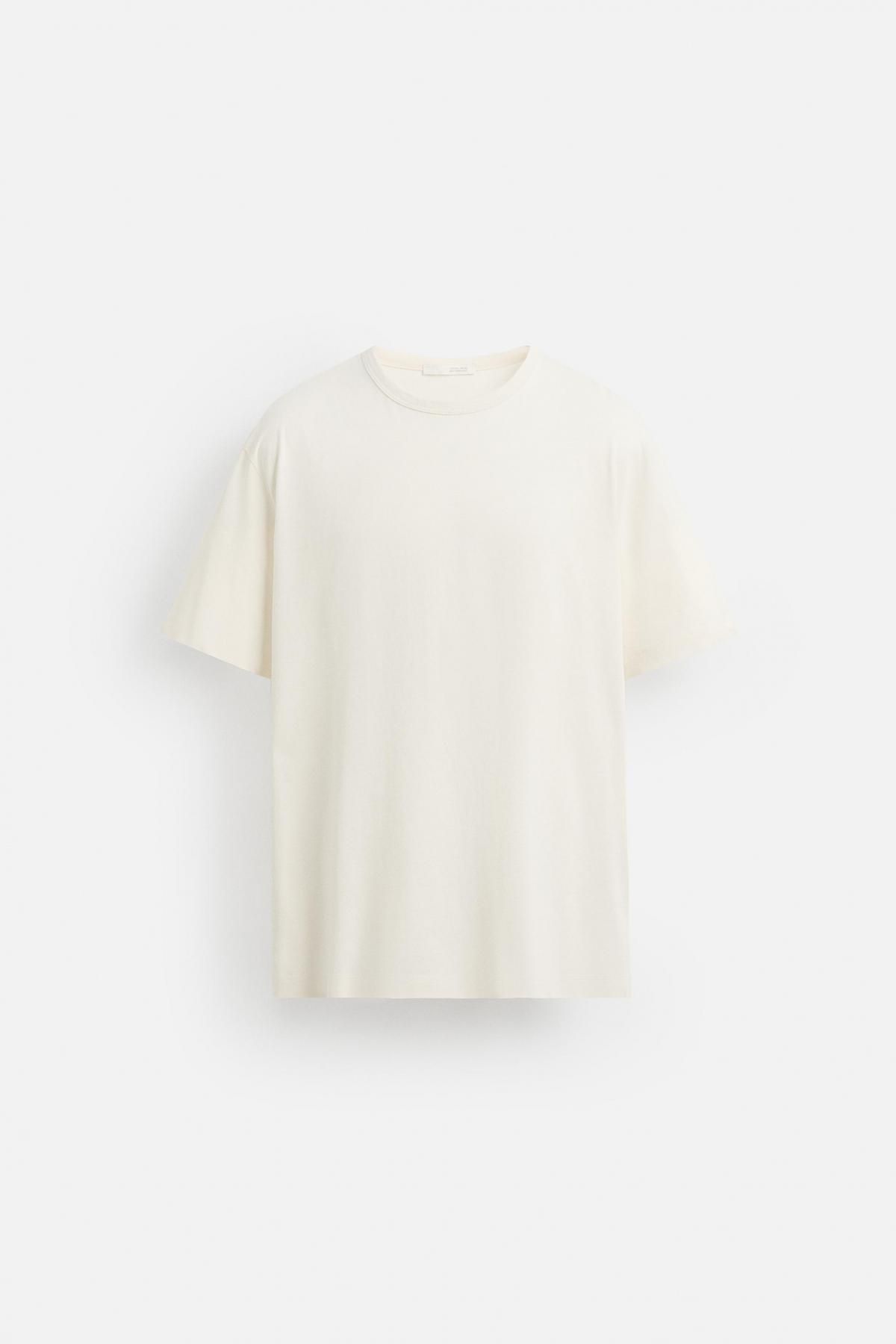 자라 라이트웨이트 베이직 반팔 티셔츠 1887/330 OYSTER-WHITE - 메인 이미지