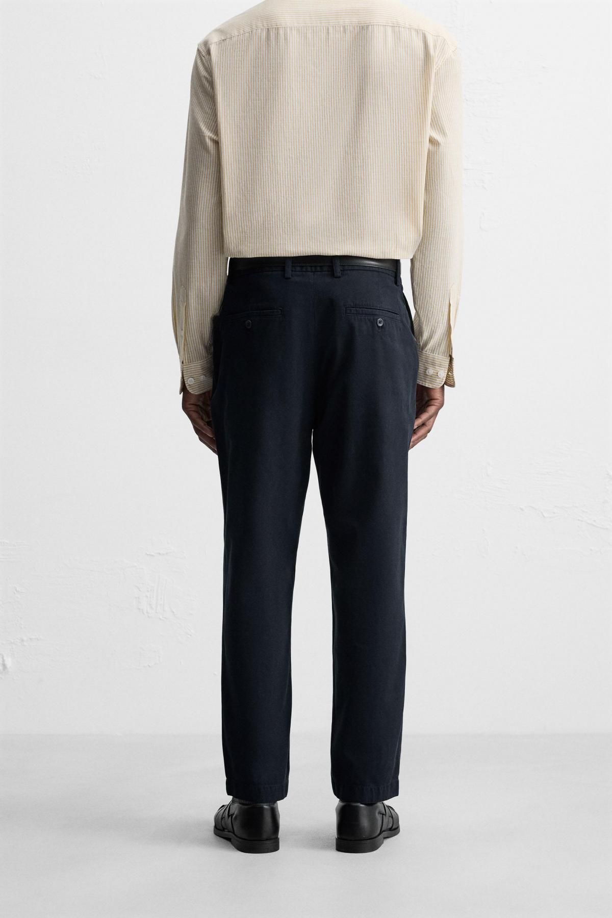 자라 트윌 코튼 레귤러핏 치노 슬랙스 팬츠 6786/186 NAVY BLUE - 상세 이미지 3