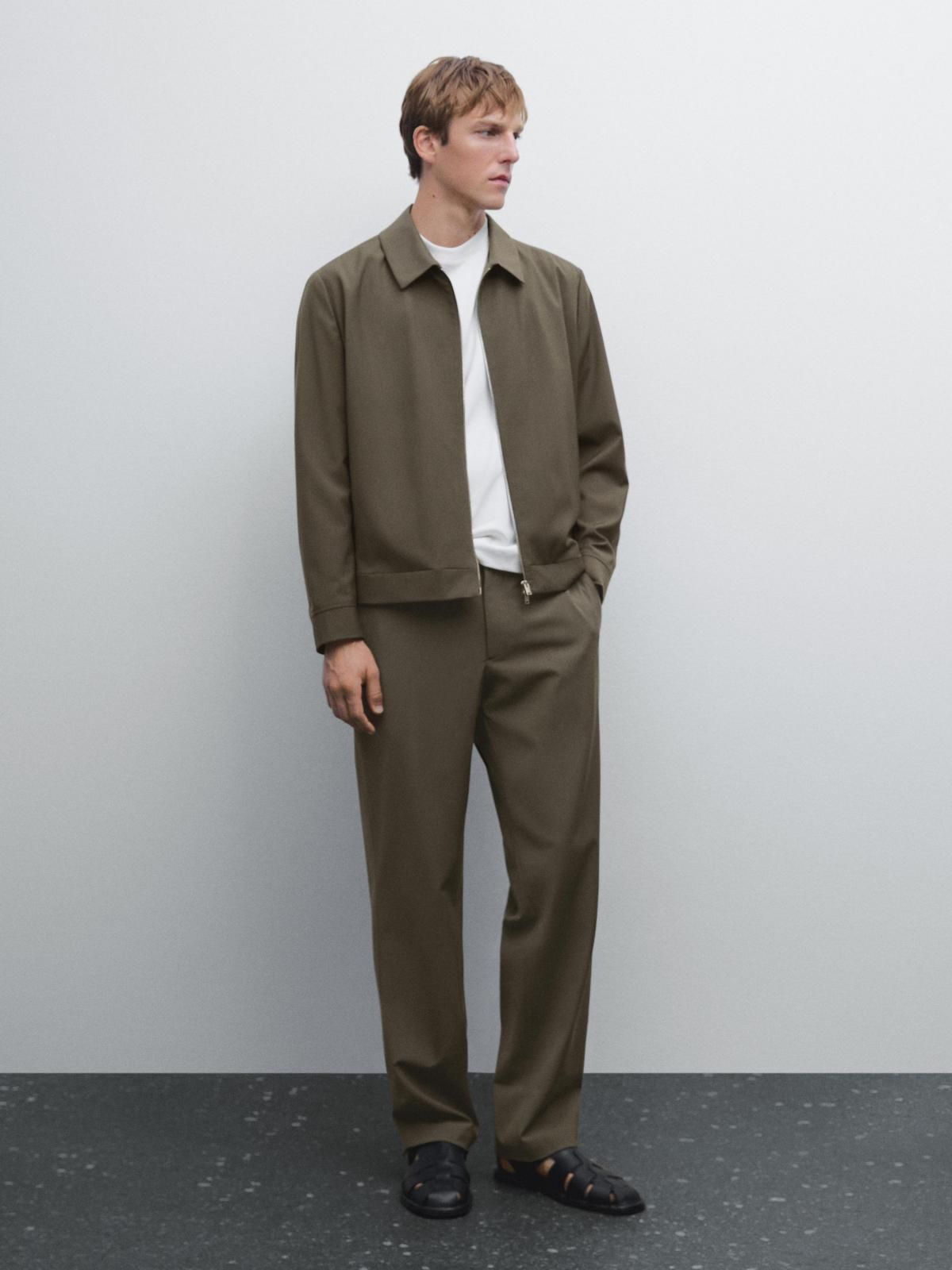 마시모두띠 와이드핏 울블렌드 테크니컬 슬랙스 팬츠 0088/277 DARK KHAKI - 상세 이미지 4