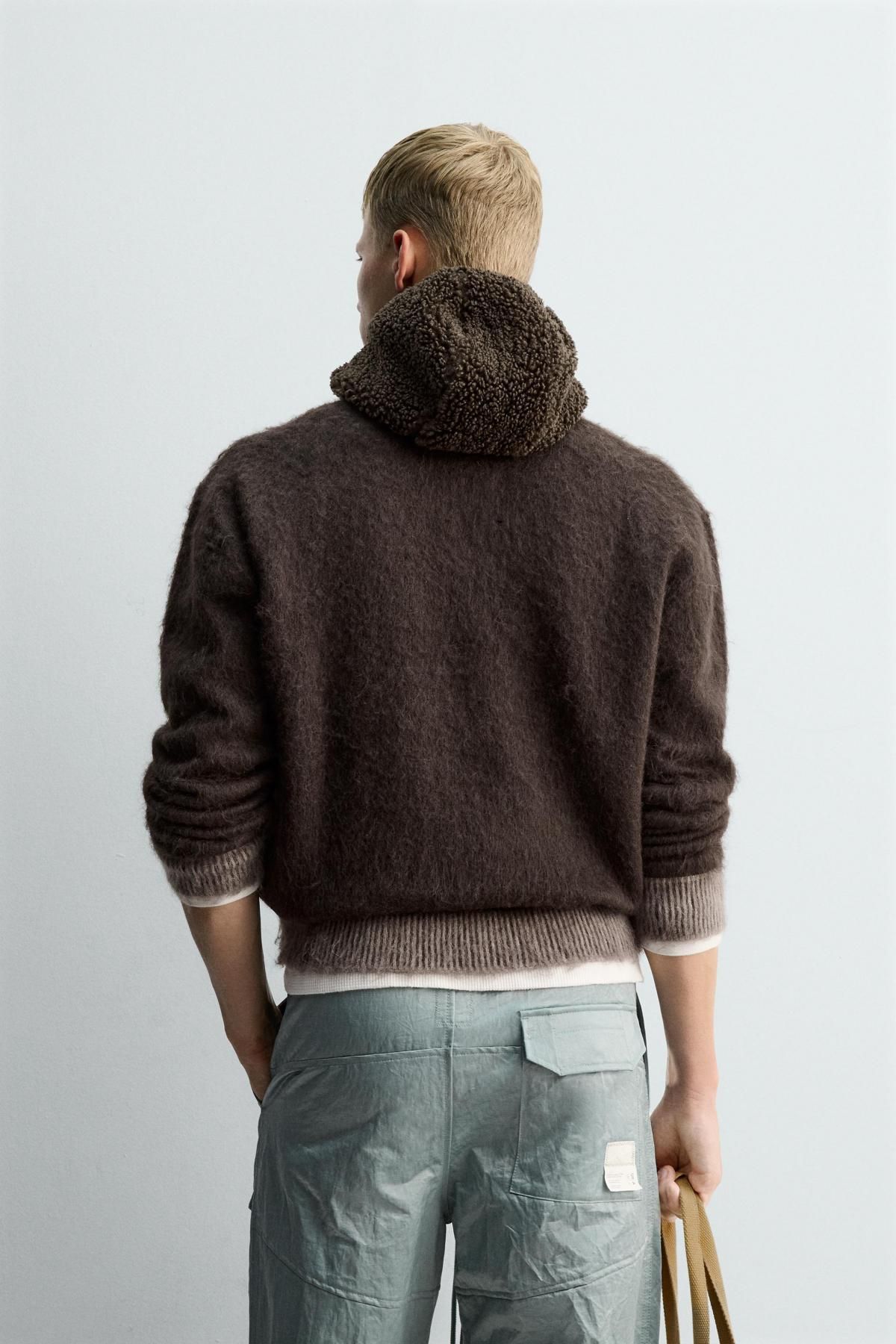 자라 브이넥 텍스처 스웨터 X SRA 9598/394 BROWN - 상세 이미지 4