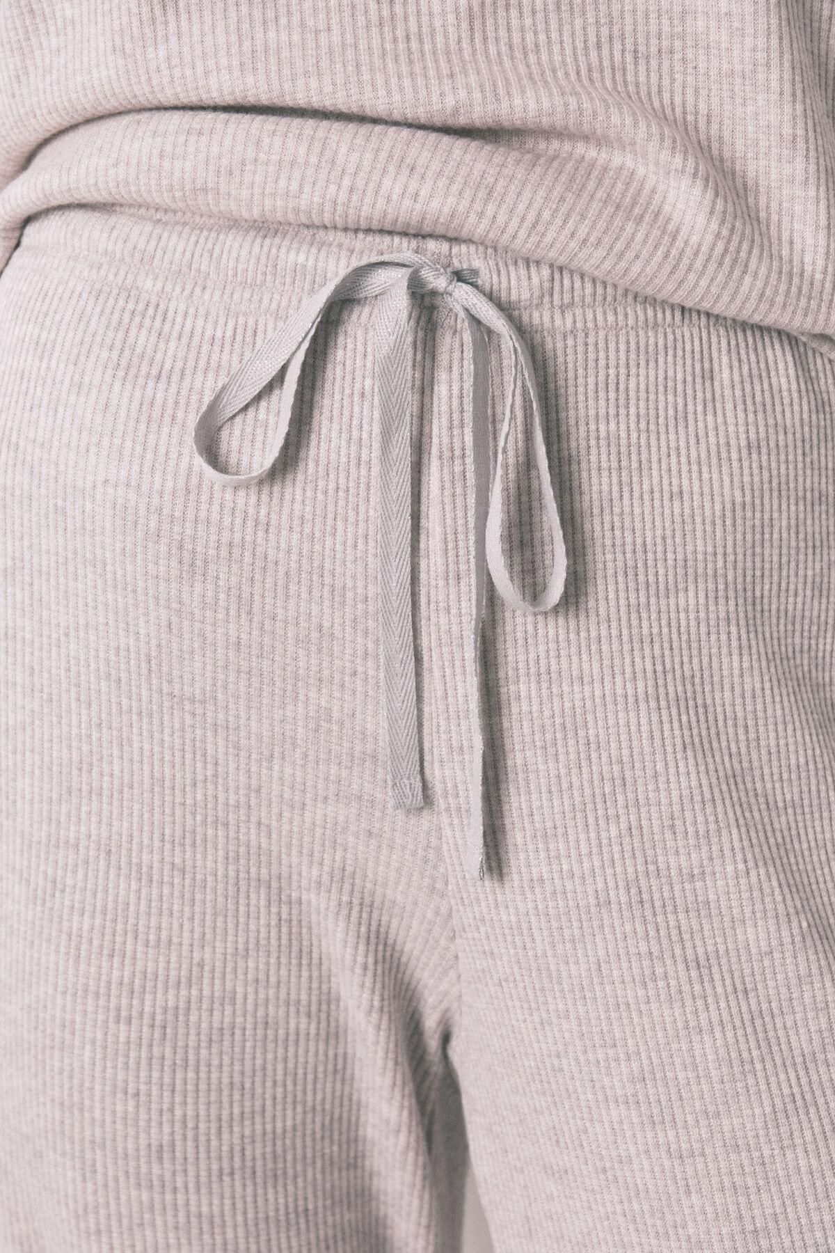 우먼시크릿 그레이 브이넥 와이드 롱 파자마 세트 4752535 GRIS - 상세 이미지 4