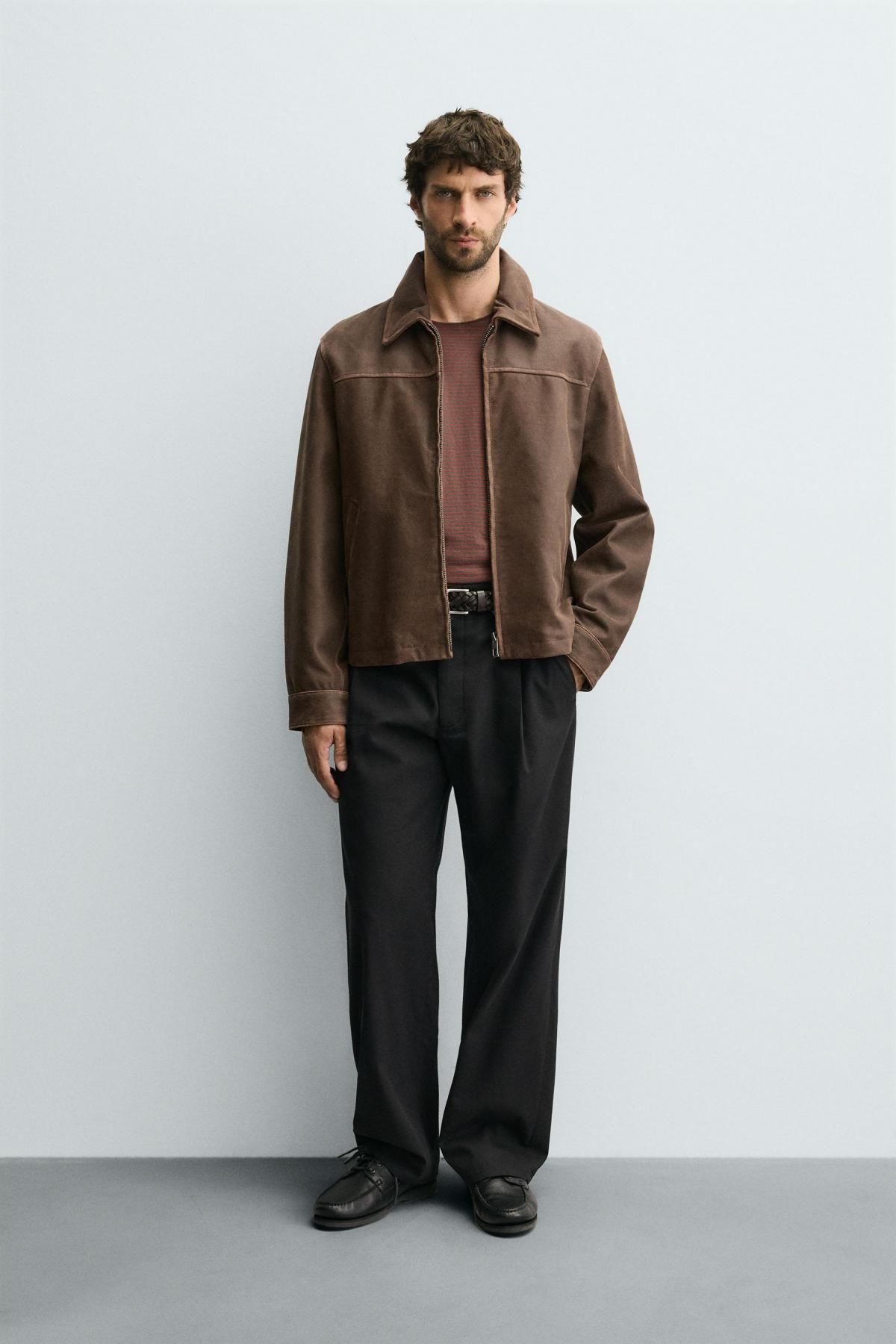 자라 크롭핏 레더 테크니컬 브라운 재킷 4415/300 BROWN - 상세 이미지 2