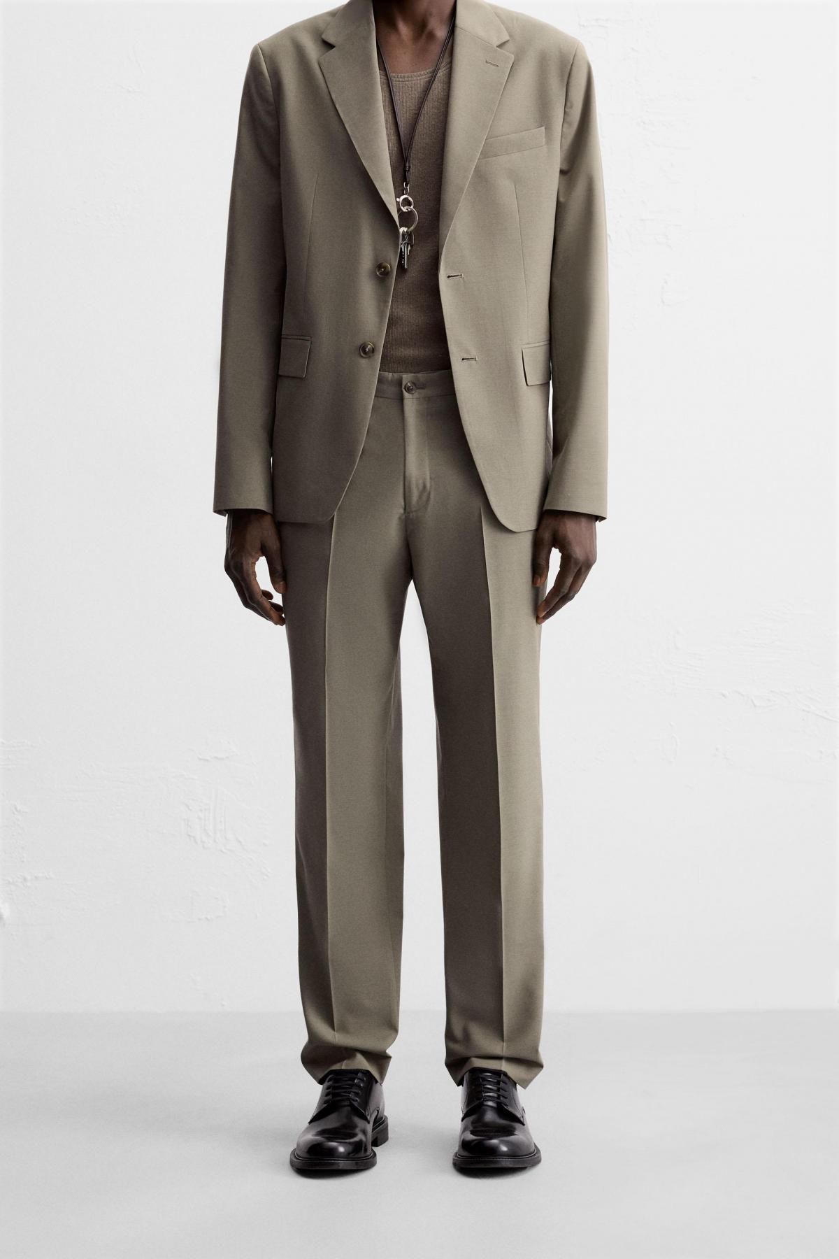 자라 테크니컬 텍스처 슬림핏 정장 팬츠 5747/261 BROWN / TAUPE - 메인 이미지