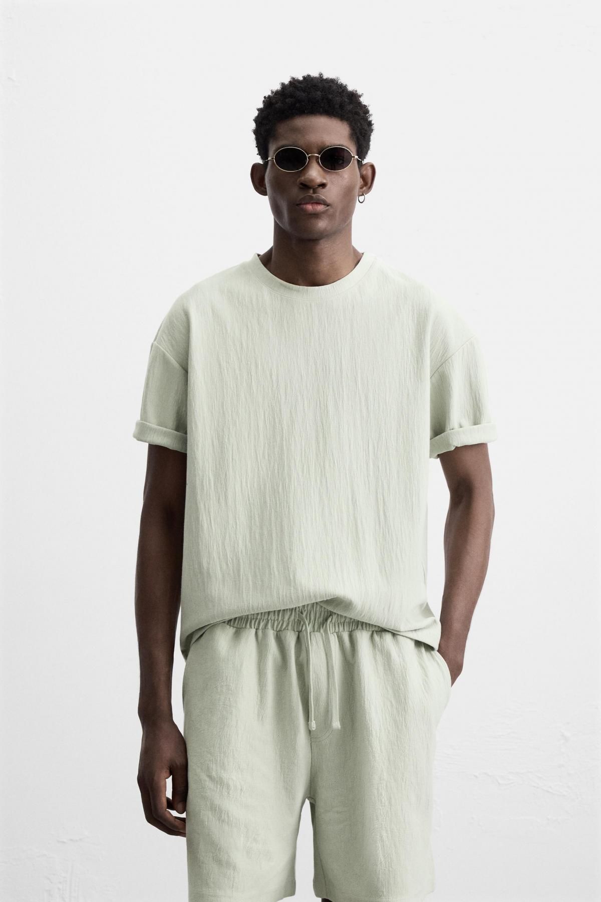 자라 텍스처 릴렉스핏 티셔츠 3992/405 BLUE / GREY - 상세 이미지 3