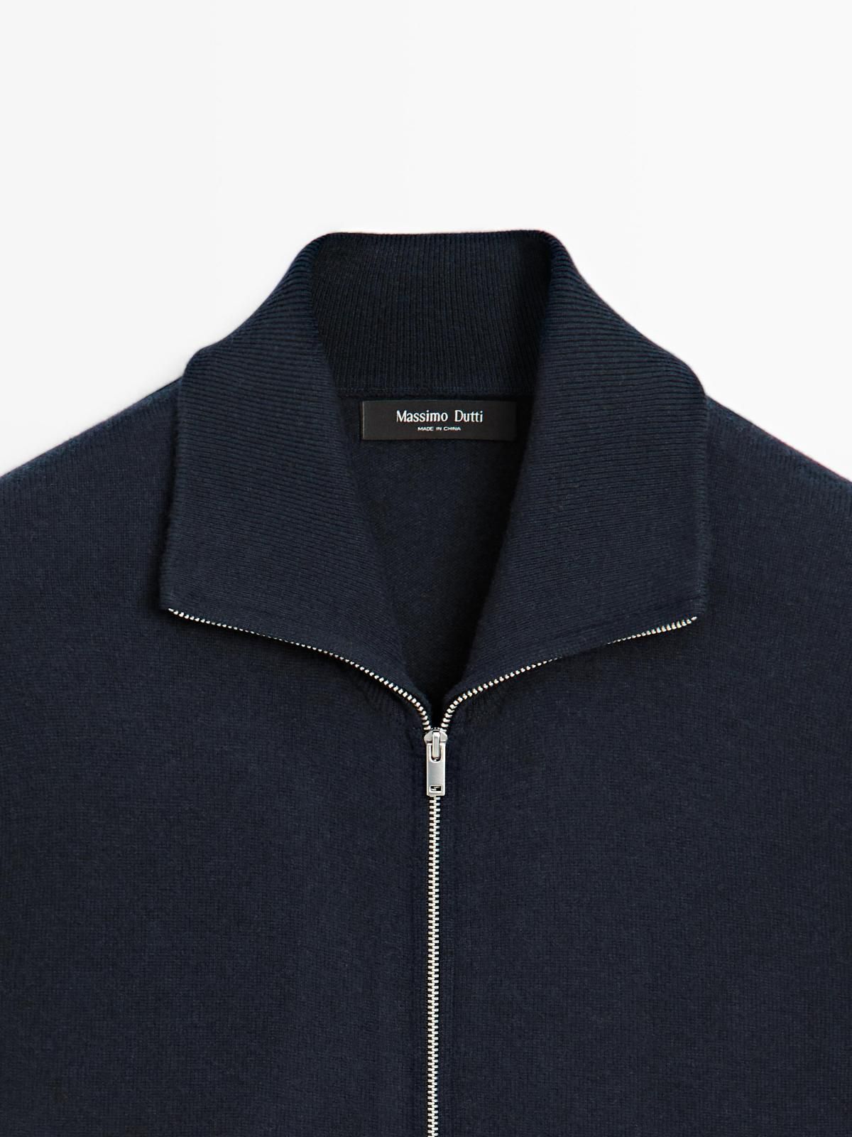 마시모두띠 미니멀 울블렌드 하이넥 집업 니트 가디건 1017/226 NAVY BLUE - 상세 이미지 3