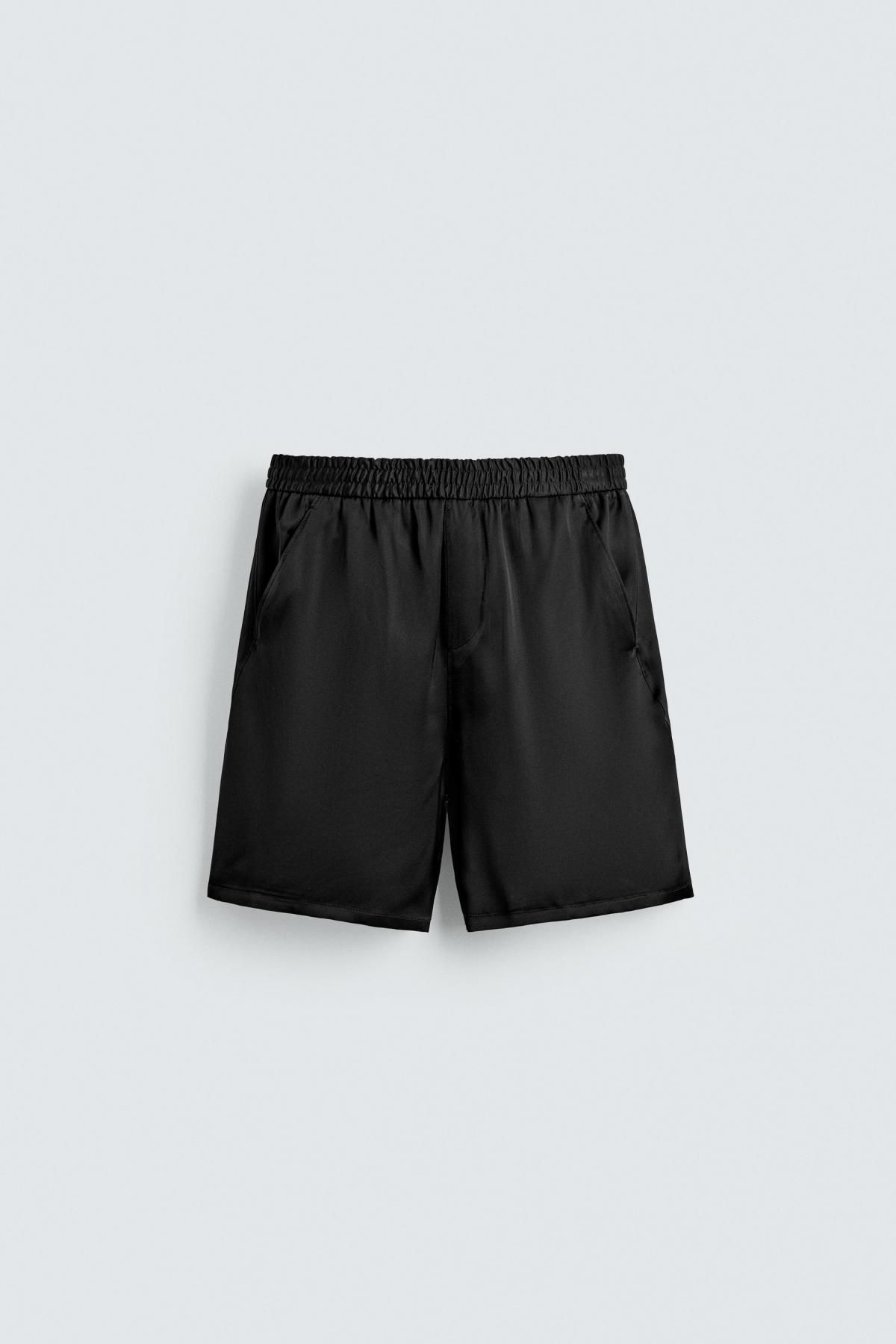 자라 테크니컬 새틴 릴랙스핏 버뮤다 반바지 5659/258 BLACK - 메인 이미지