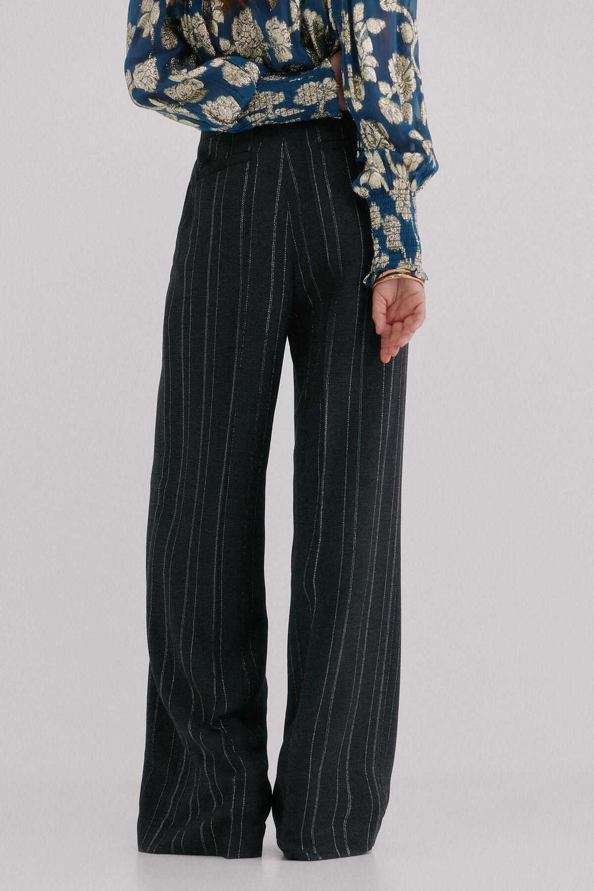 호스 인트로피아 스트라이프 와이드 슬랙스 팬츠 6542829 GRIS OSCURO - 상세 이미지 5