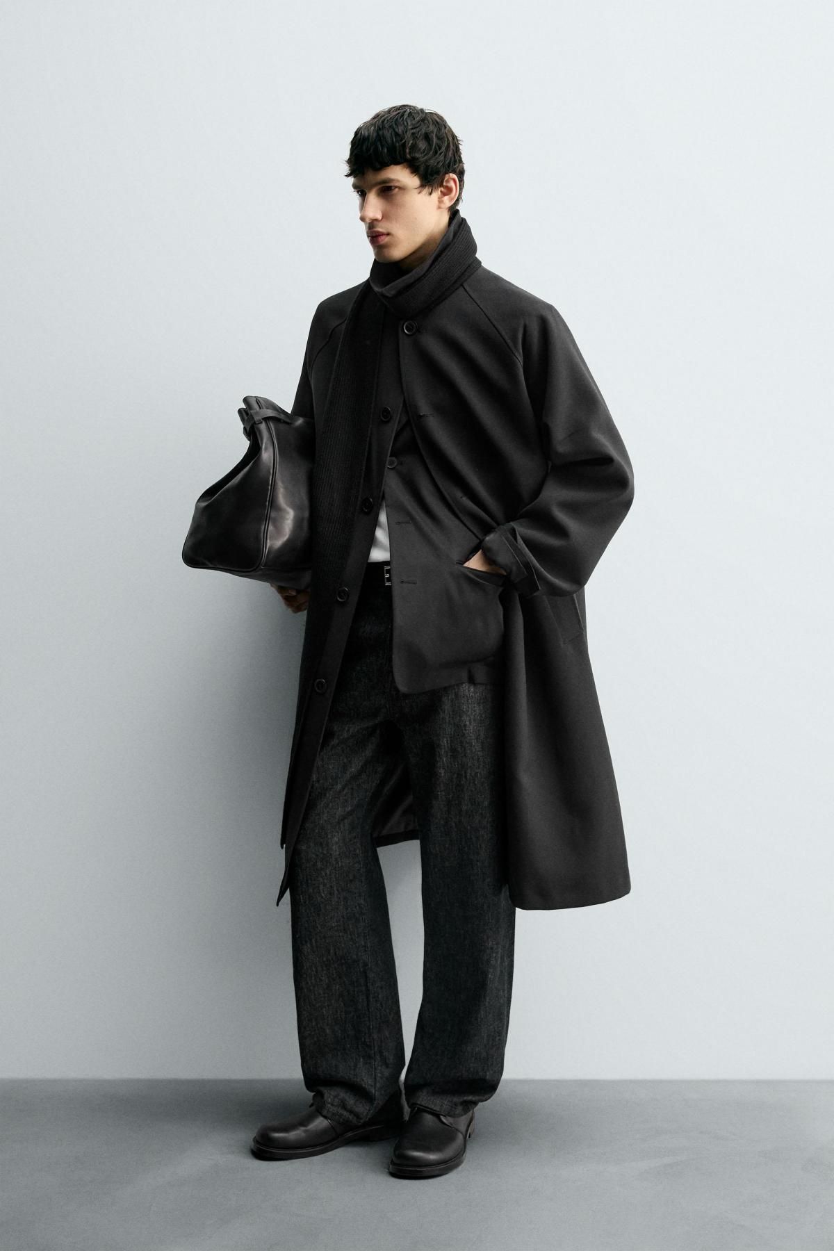 자라 오버사이즈 울 블렌드 트렌치코트 8281/551 BLACK - 상세 이미지 5