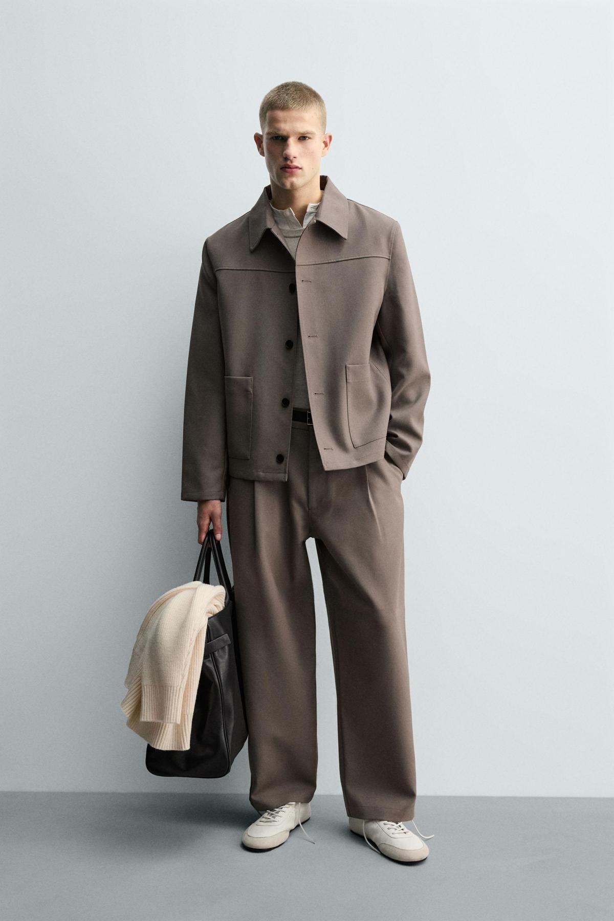 자라 미니멀 벌룬핏 테크니컬 울 와이드 슬랙스 팬츠 5854/180 MINK - 상세 이미지 2