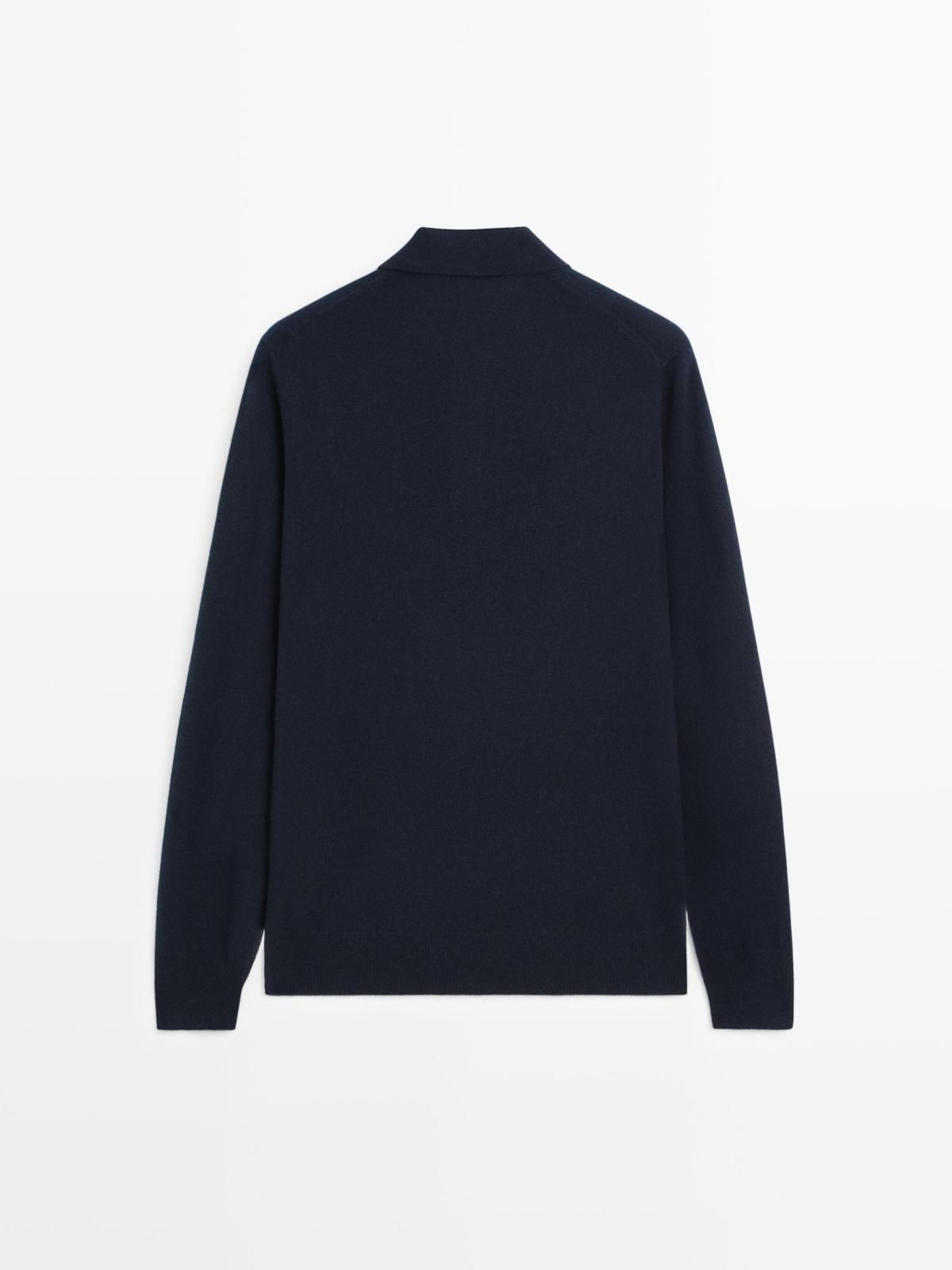 마시모두띠 울 블렌드 긴팔 폴로 니트 스웨터 1011/240 NAVY BLUE - 상세 이미지 2
