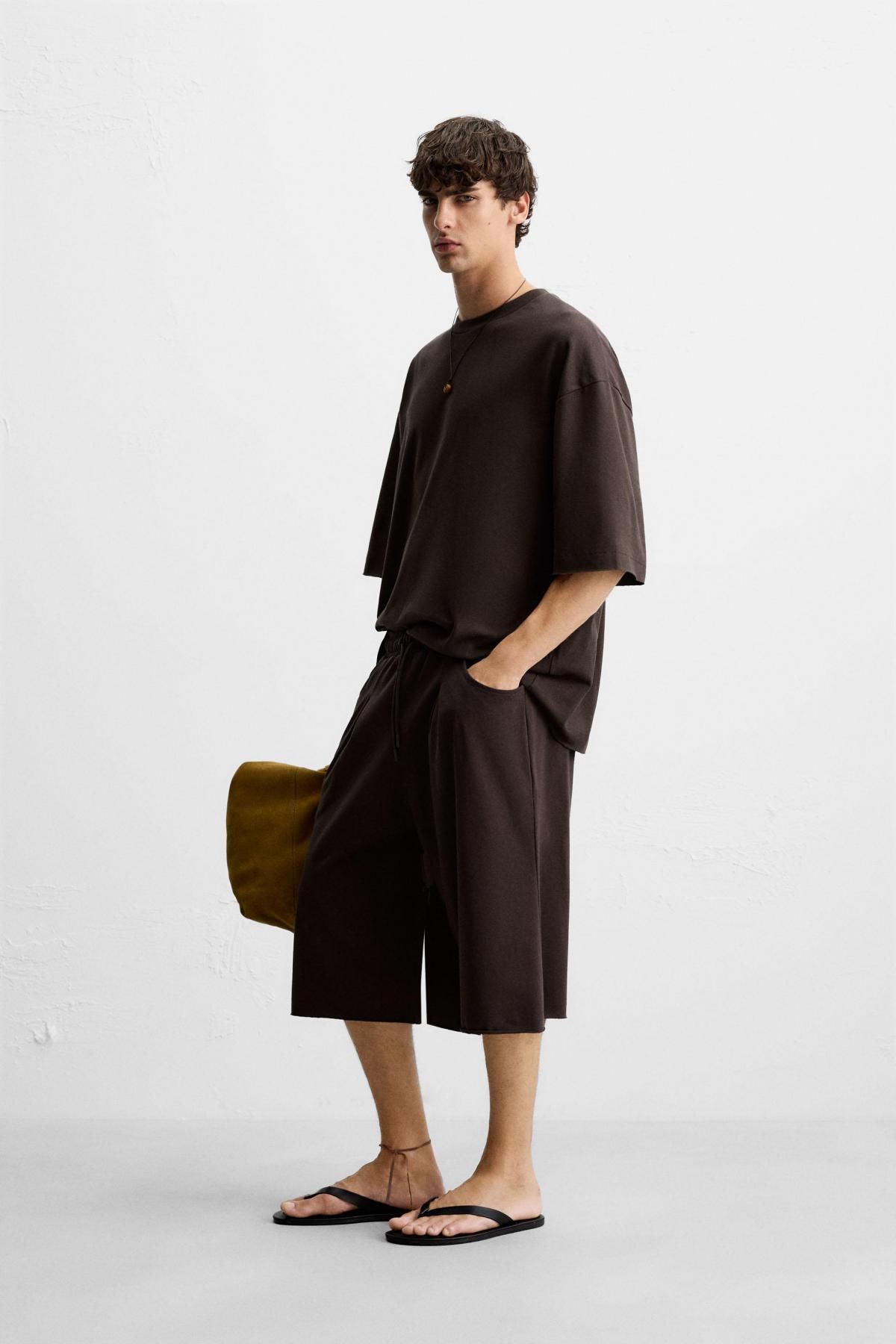 자라 오버사이즈핏 베이직 반팔 티셔츠 0761/446 BROWN - 상세 이미지 5