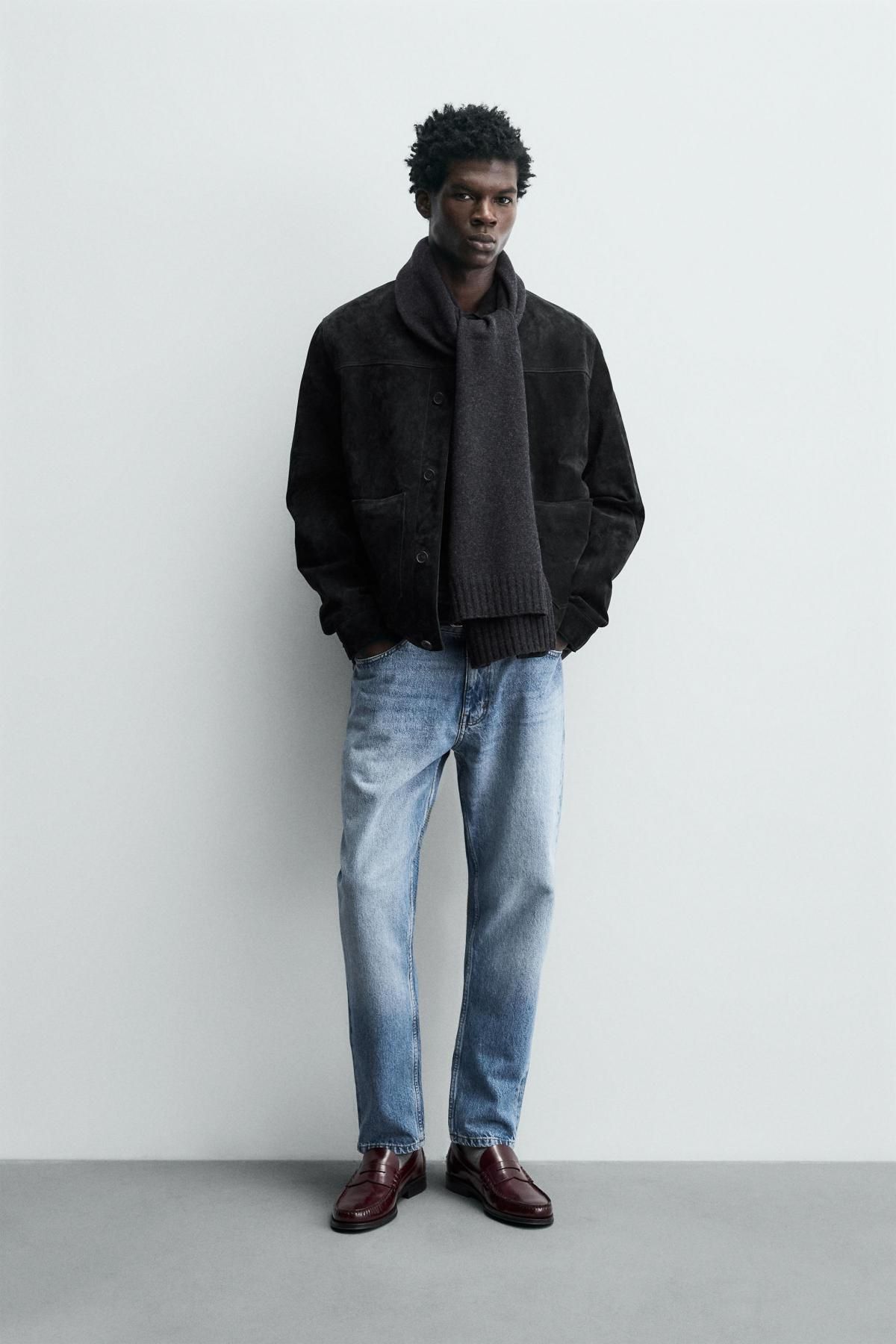자라 스웨이드 레더 재킷 남성 캐주얼 8281/330 ANTHRACITE GREY - 상세 이미지 2