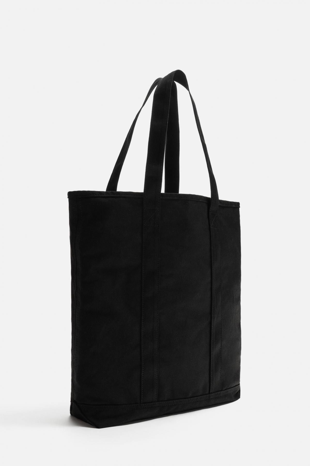자라 베이직 블랙 코튼 토트백 3340/620 BLACK - 상세 이미지 4