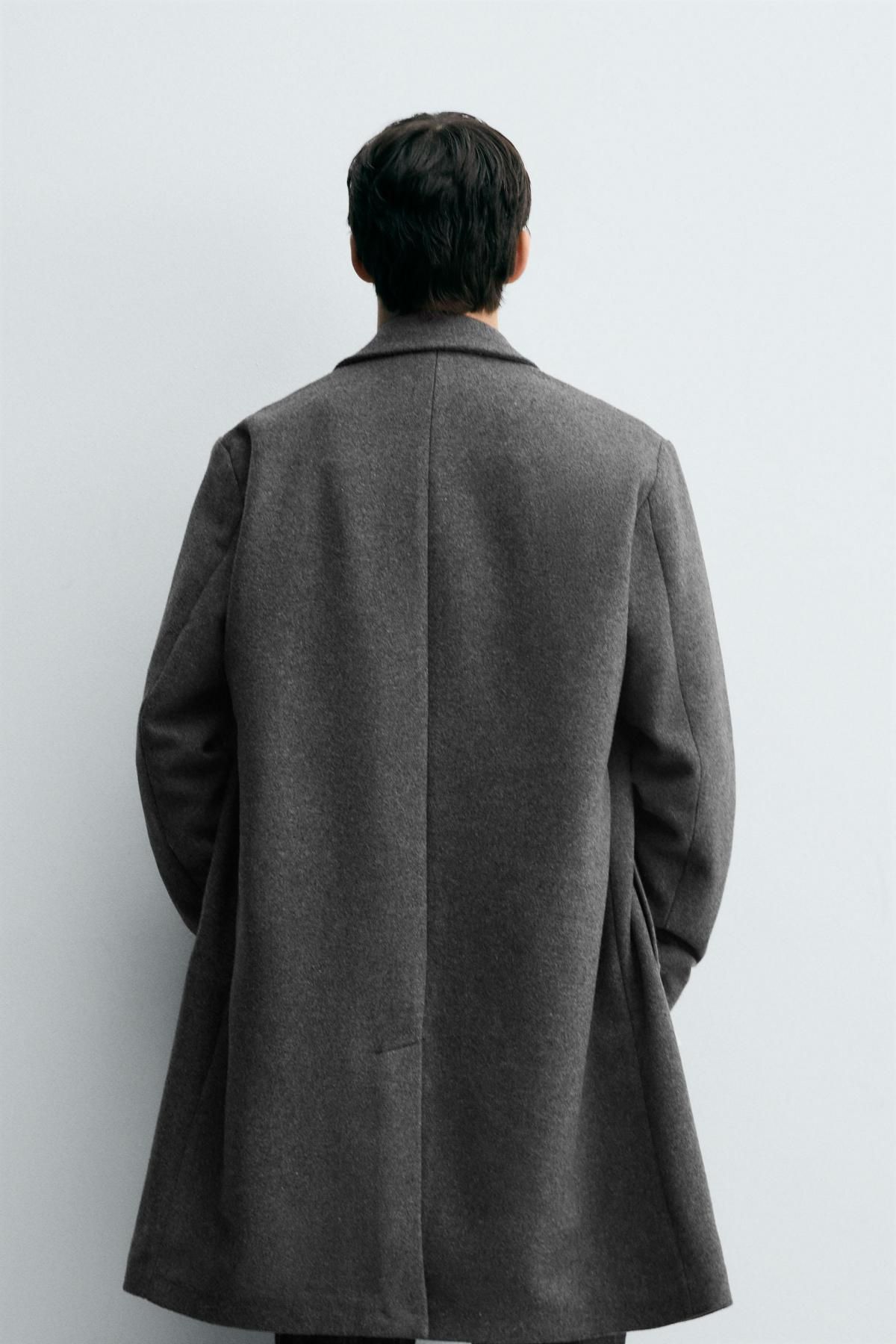 자라 미니멀 다크그레이 울블렌드 싱글 코트 5070/100 GREY - 상세 이미지 4