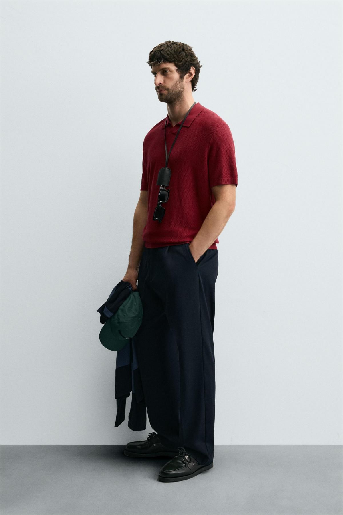 자라 텍스처 레귤러핏 테크니컬 반팔 폴로셔츠 4938/302 BRIGHT RED - 상세 이미지 5