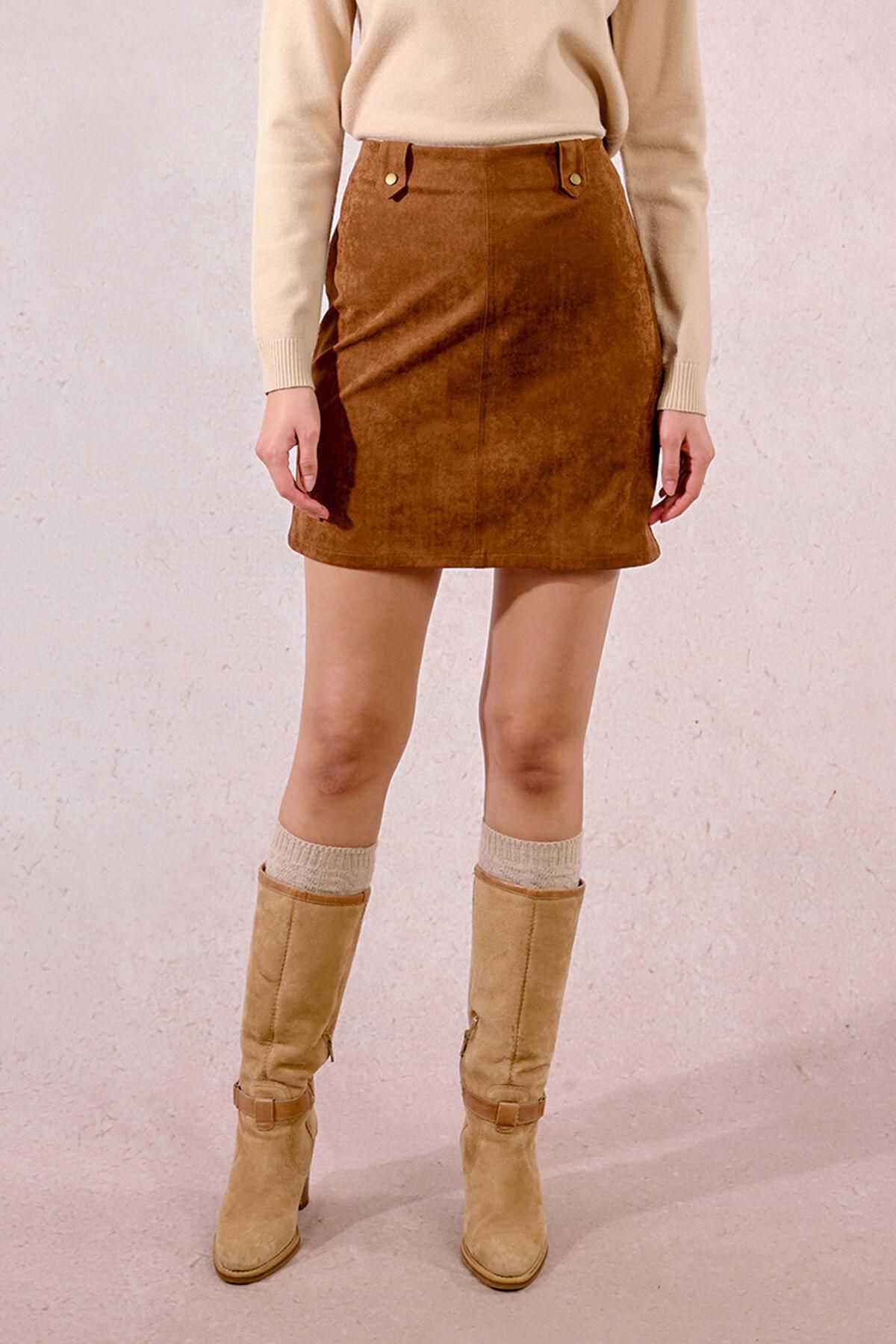 몰리브라켄 테크니컬 스웨이드 미니 스커트 5722678 MARRON - 메인 이미지