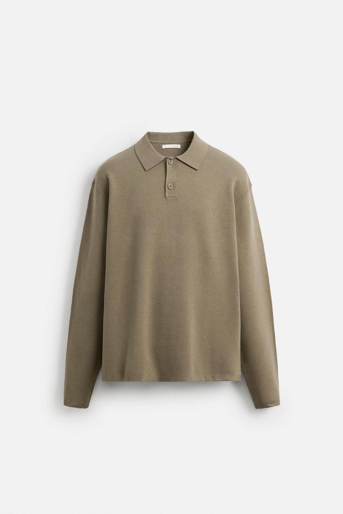 자라 소프트 니트 긴팔 폴로 셔츠 5536/320 SAGE GREEN - 상품 이미지