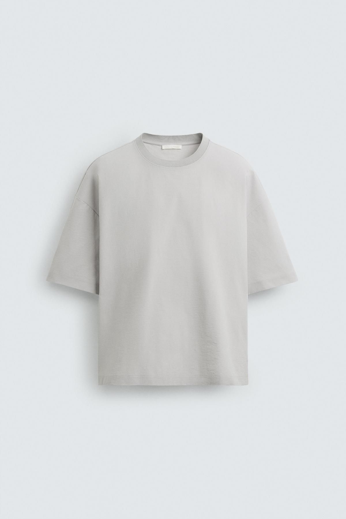 자라 테크니컬 라이트그레이 릴렉스핏 반팔 티셔츠 8054/407 PEARL GREY - 메인 이미지