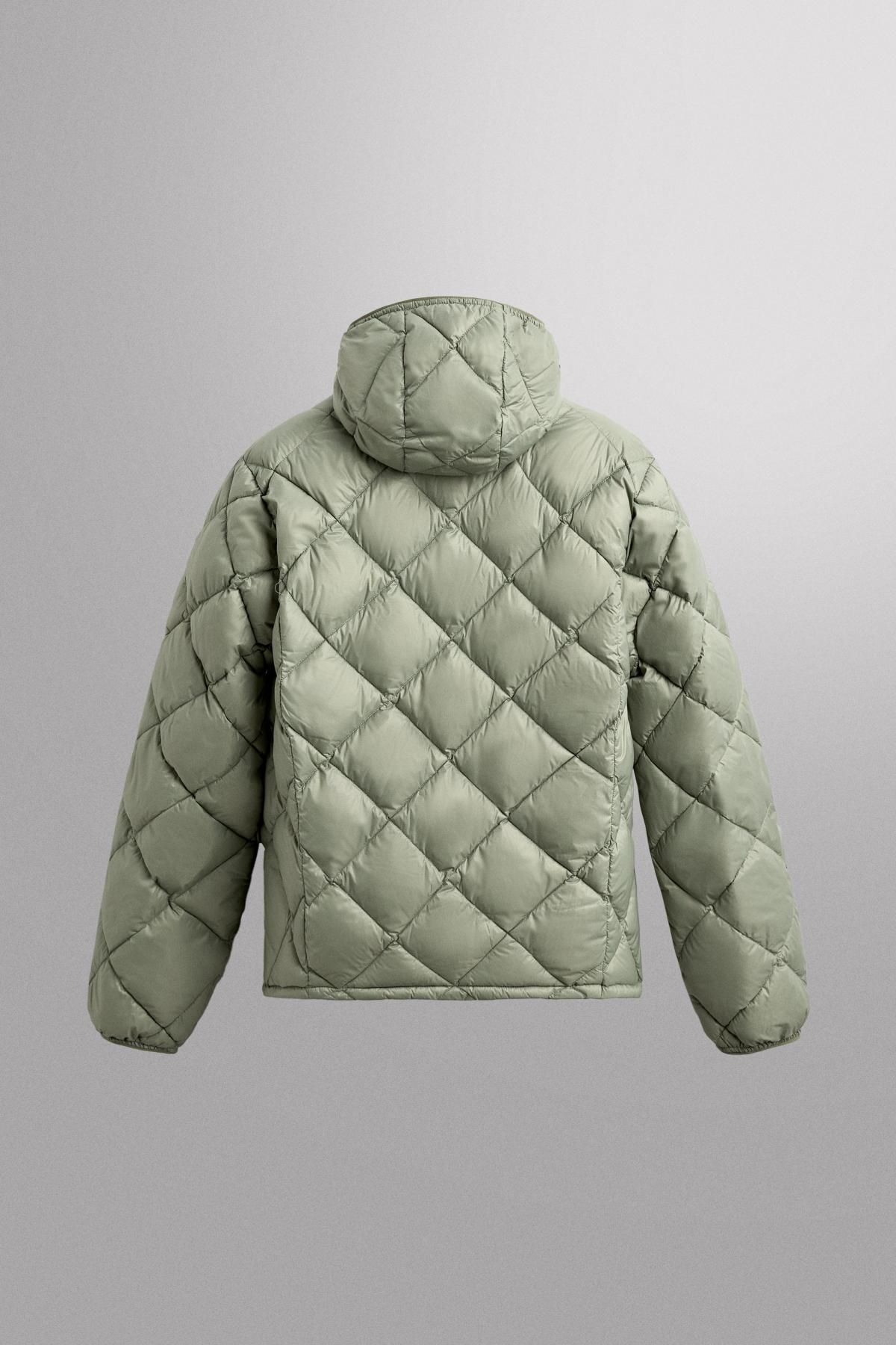 자라 100 페더 다운 후드 패딩 재킷 3286/307 LIGHT GREEN - 상세 이미지 2
