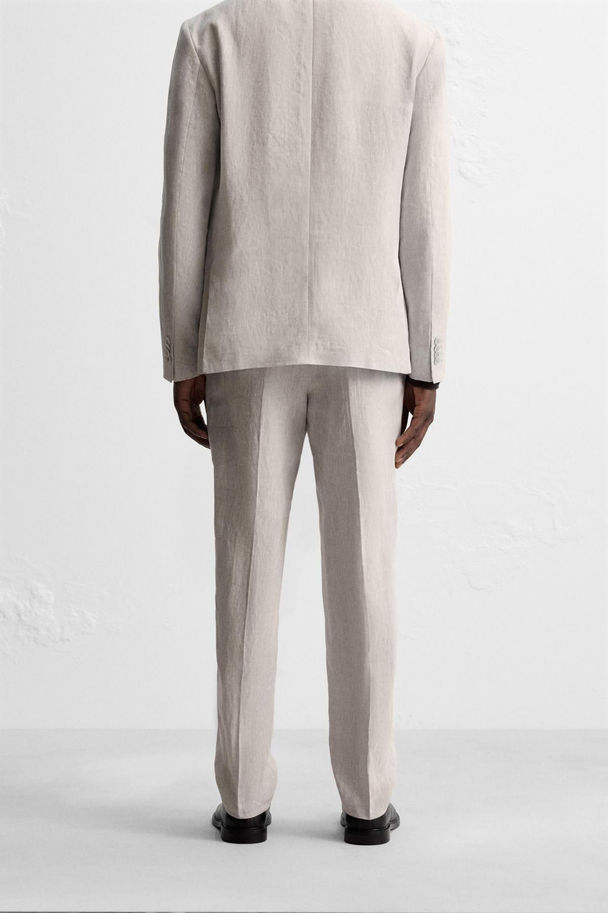 자라 100 리넨 수트 팬츠 4410/401 LIGHT BEIGE - 상세 이미지 3