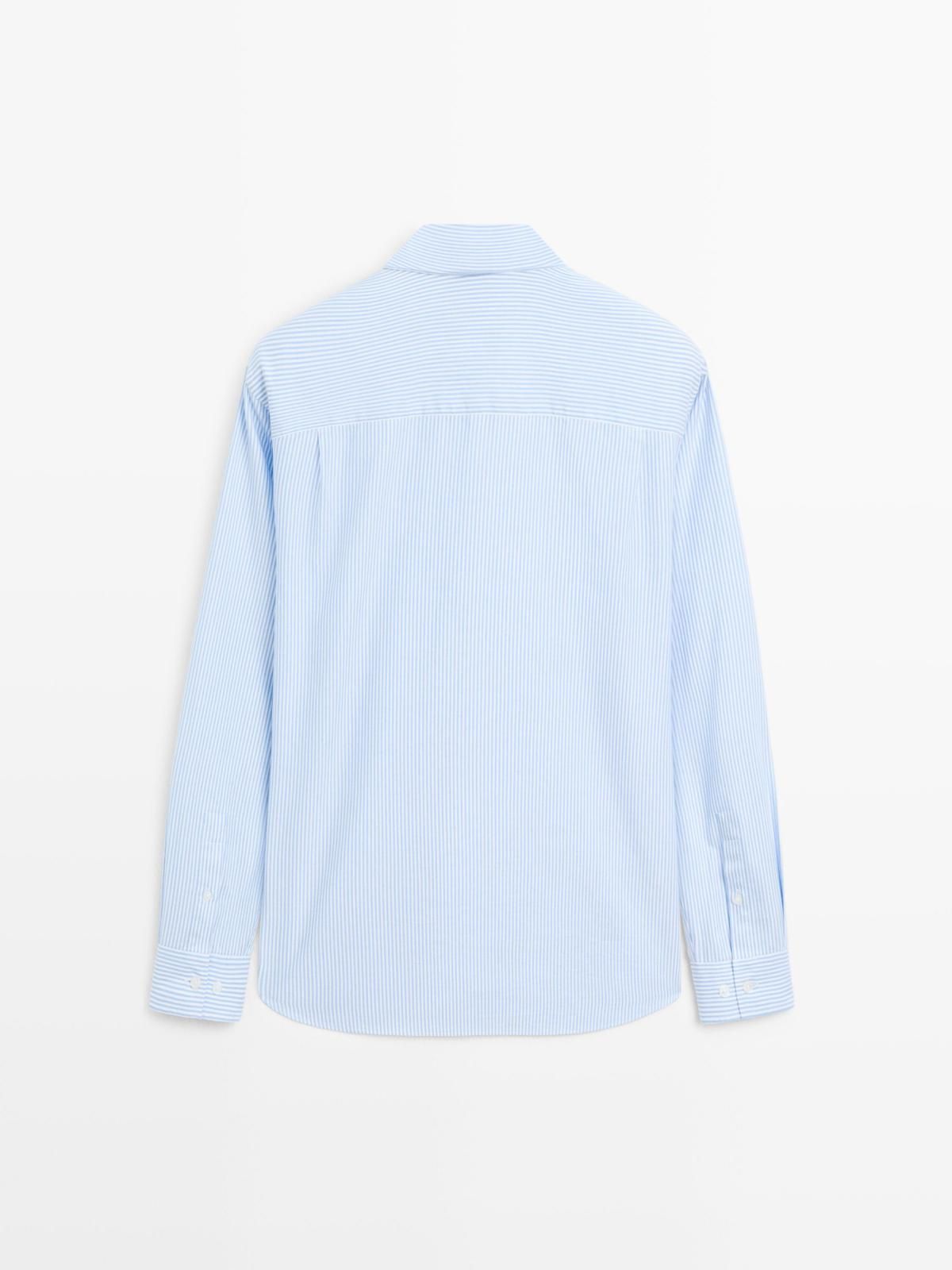 마시모두띠 옥스포드 스트라이프 100 코튼 긴팔 셔츠 1753/254 SKY BLUE - 상세 이미지 3