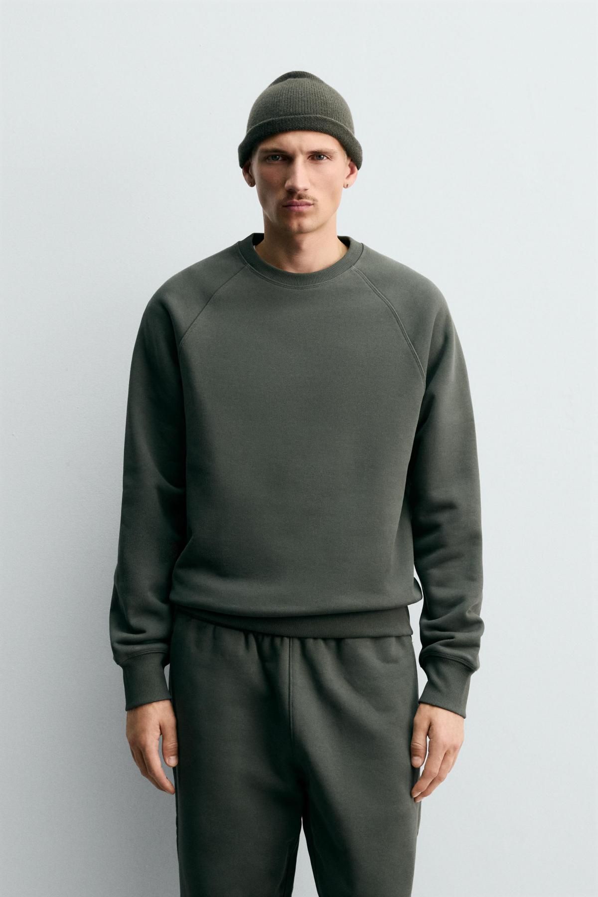 자라 릴랙스핏 크루넥 스웨트셔츠 8054/334 MID-GREEN - 상세 이미지 3