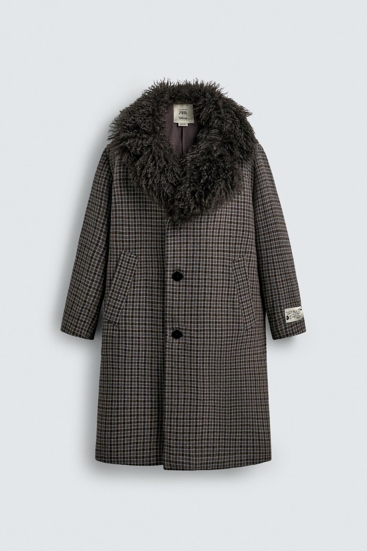자라 오버핏 체크 퍼카라 싱글코트 X 해리 램버트 디즈니 5854/305 BROWN - 상품 이미지