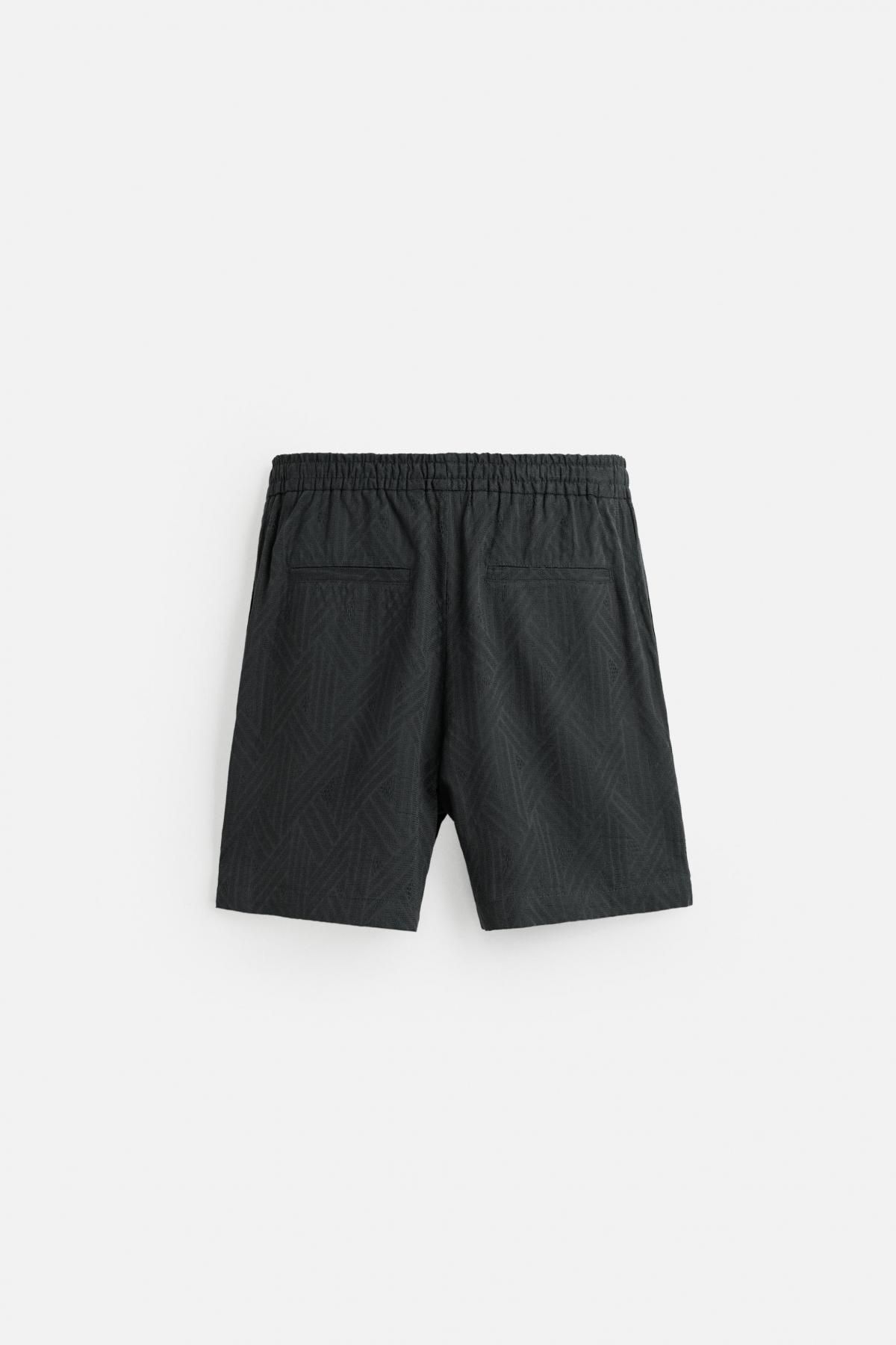 자라 지오메트릭 자카드 릴렉스핏 버뮤다 반바지 1450/302 ANTHRACITE GREY 이미지 8