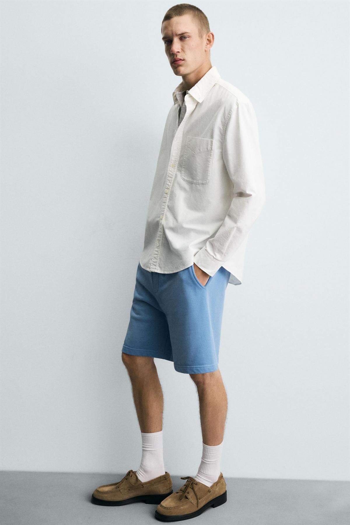 자라 스프레이워싱 릴랙스핏 버뮤다 반바지 4729/305 LIGHT BLUE 이미지 7
