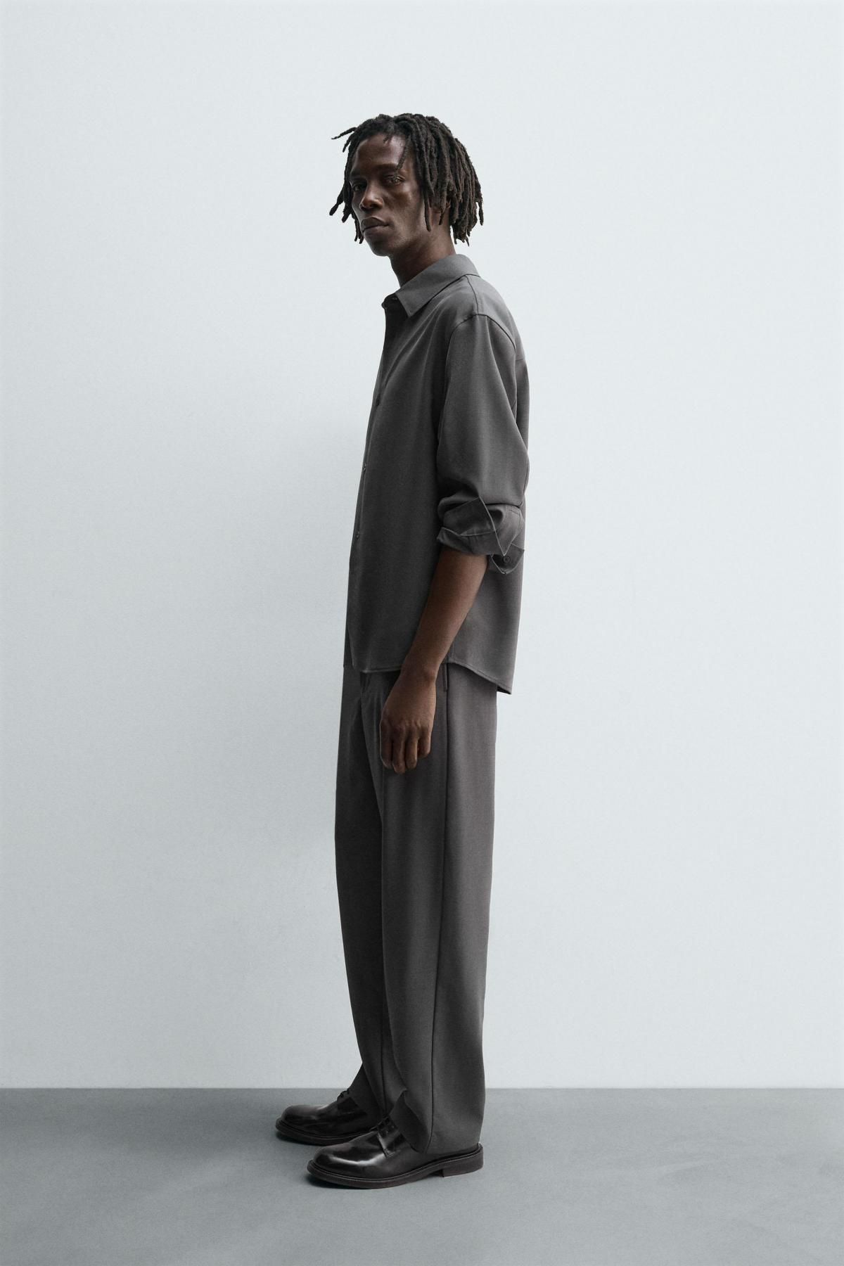 자라 테크니컬 릴랙스핏 와이드 슬랙스 팬츠 5854/115 GREY - 상세 이미지 4