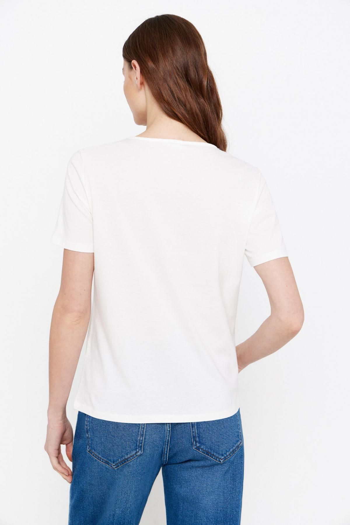 꼬르떼피엘 자수 브이넥 반팔 티셔츠 9167556 BLANCO - 상세 이미지 3