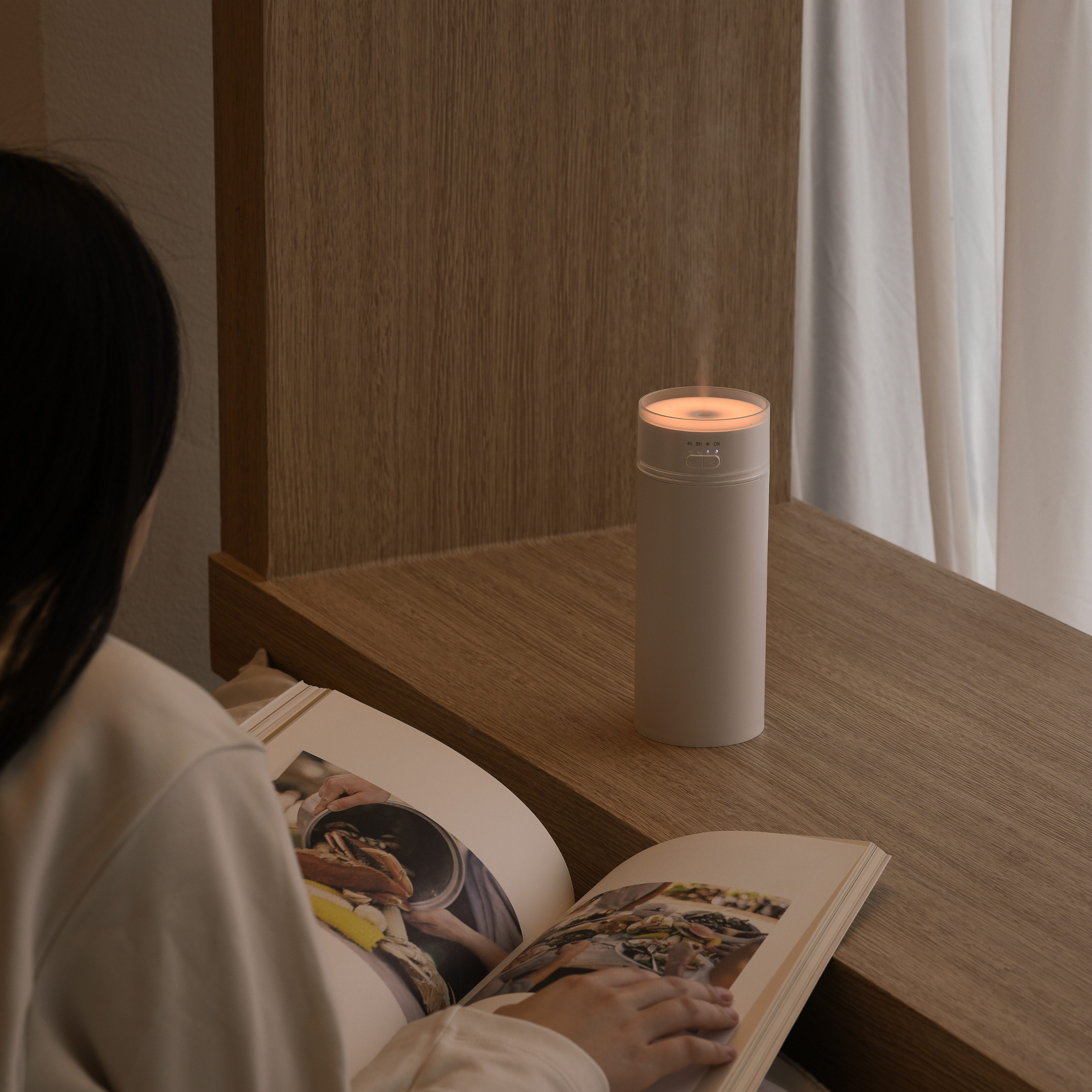 라이브박스 무드등 무선 가습기 저소음 초음파 미니 사무실 차량용 휴대용 탁상용 500ml