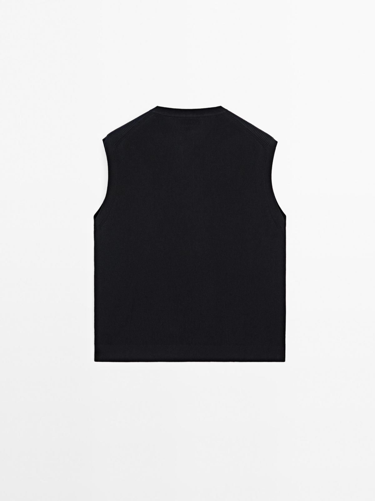마시모두띠 미니멀 브이넥 니트 베스트 1006/201 NAVY BLUE - 상세 이미지 3