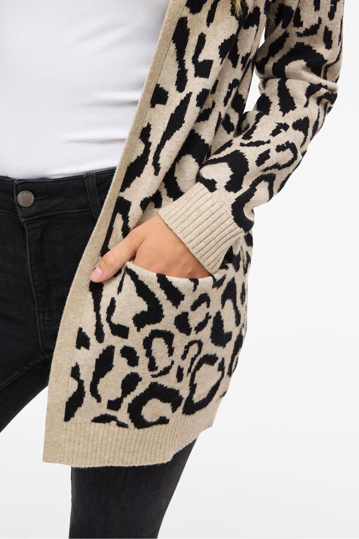 빌라 애니멀 프린트 비스코스 가디건 5795354 ESTAMPADO BEIGE - 상세 이미지 3