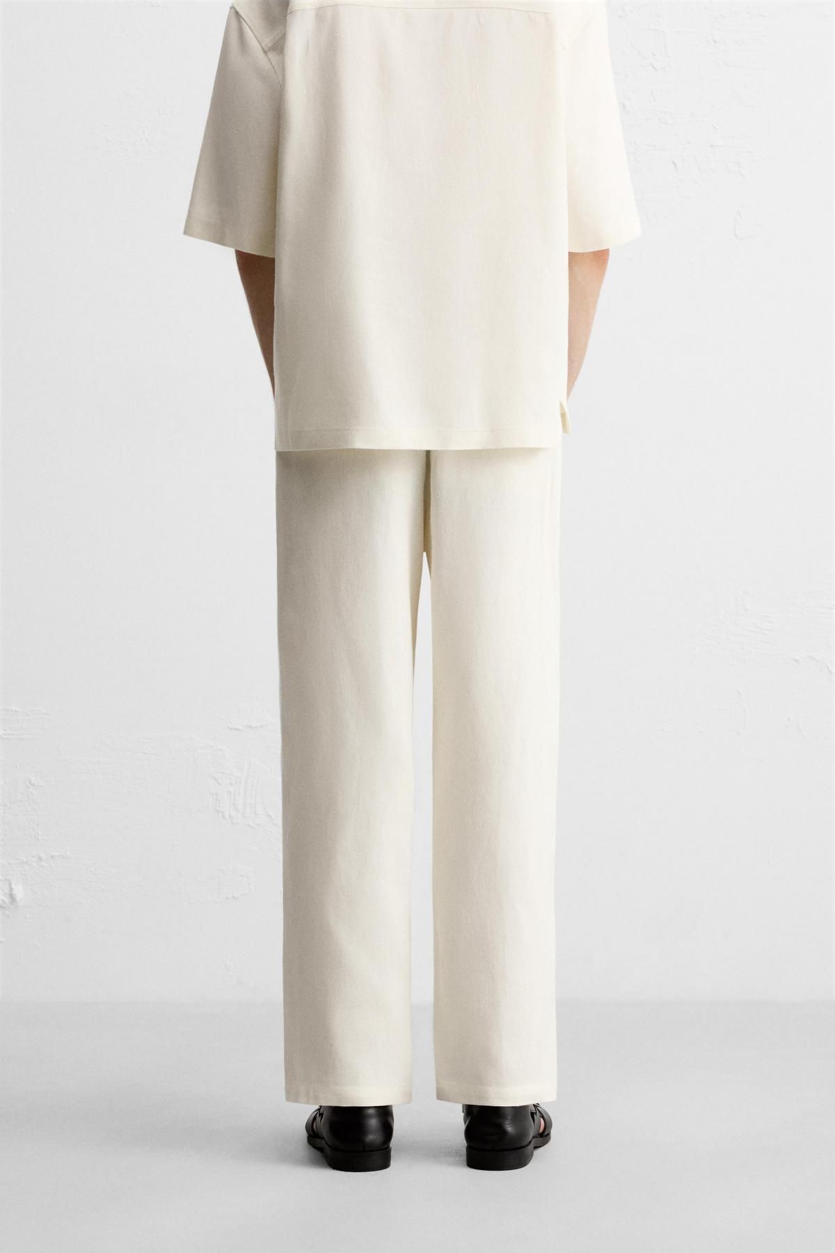 자라 와이드 비스코스 주트 팬츠 5770/100 WHITE - 상세 이미지 3
